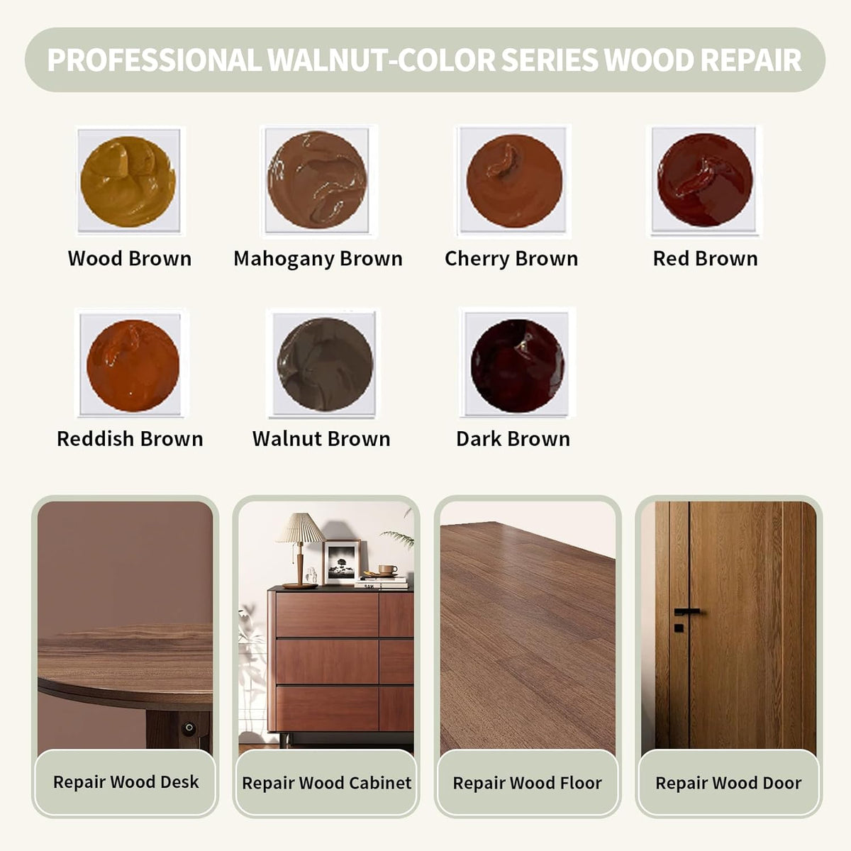 Wood Repair Kit, Wood Scratch Repair, 13Pcs Wood Filler Scratch Repair Kit for Wooden Furniture
