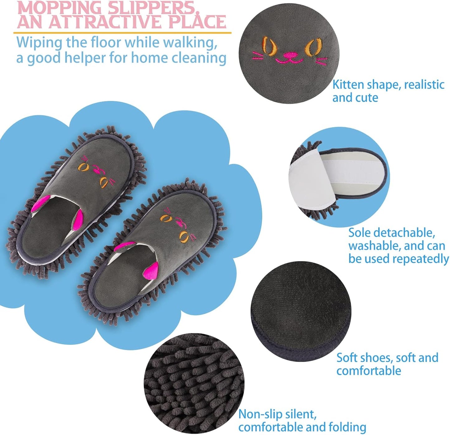 Warm Microfiber Slippers Floor Dust Dirt Hair Mop Slippers Shoes Anti-slip Moccasin Bedroom Home
