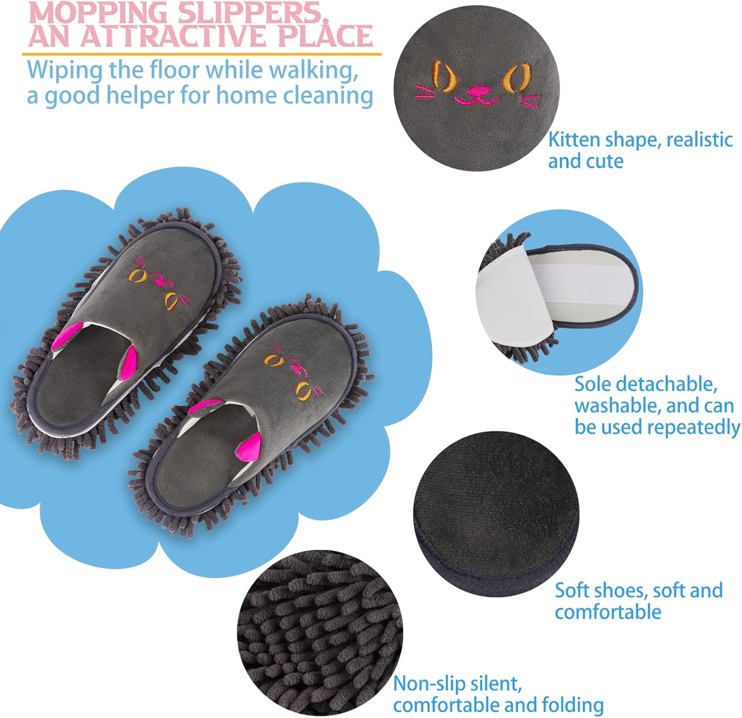 Warm Microfiber Slippers Floor Dust Dirt Hair Mop Slippers Shoes Anti-slip Moccasin Bedroom Home