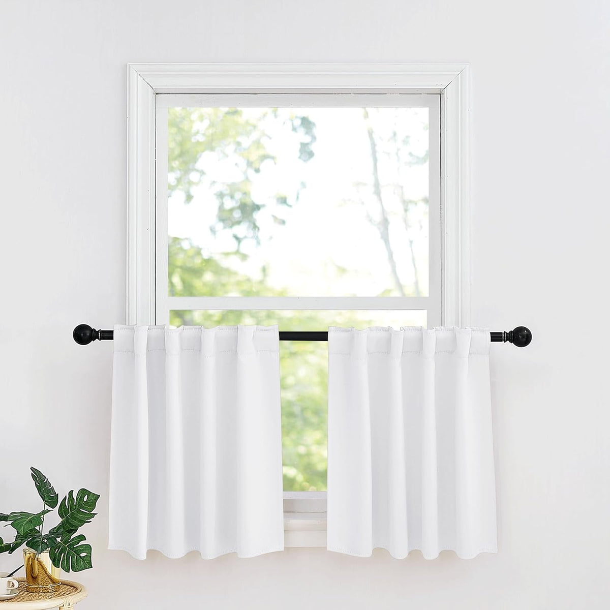 RYB HOME Kitchen Window Curtains - Blackout Privacy Half Window Curtains for Bedroom Bathroom
