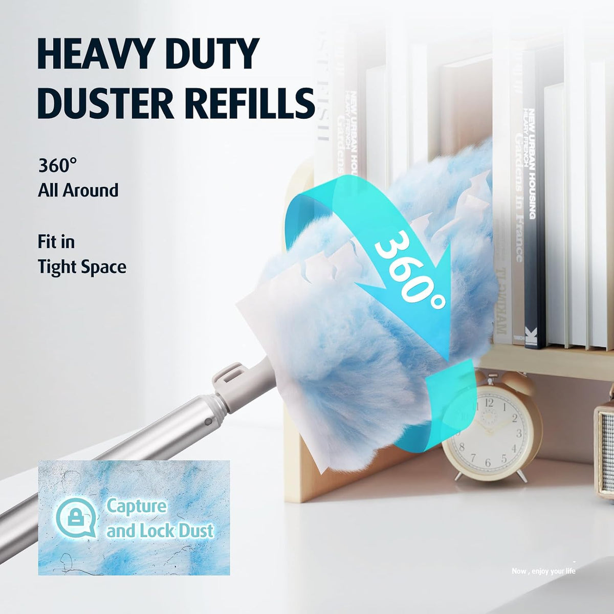 6ft Extendable Duster Handle with 40 Pcs, Compatible with Swiffer Duster, Disposable Microfiber