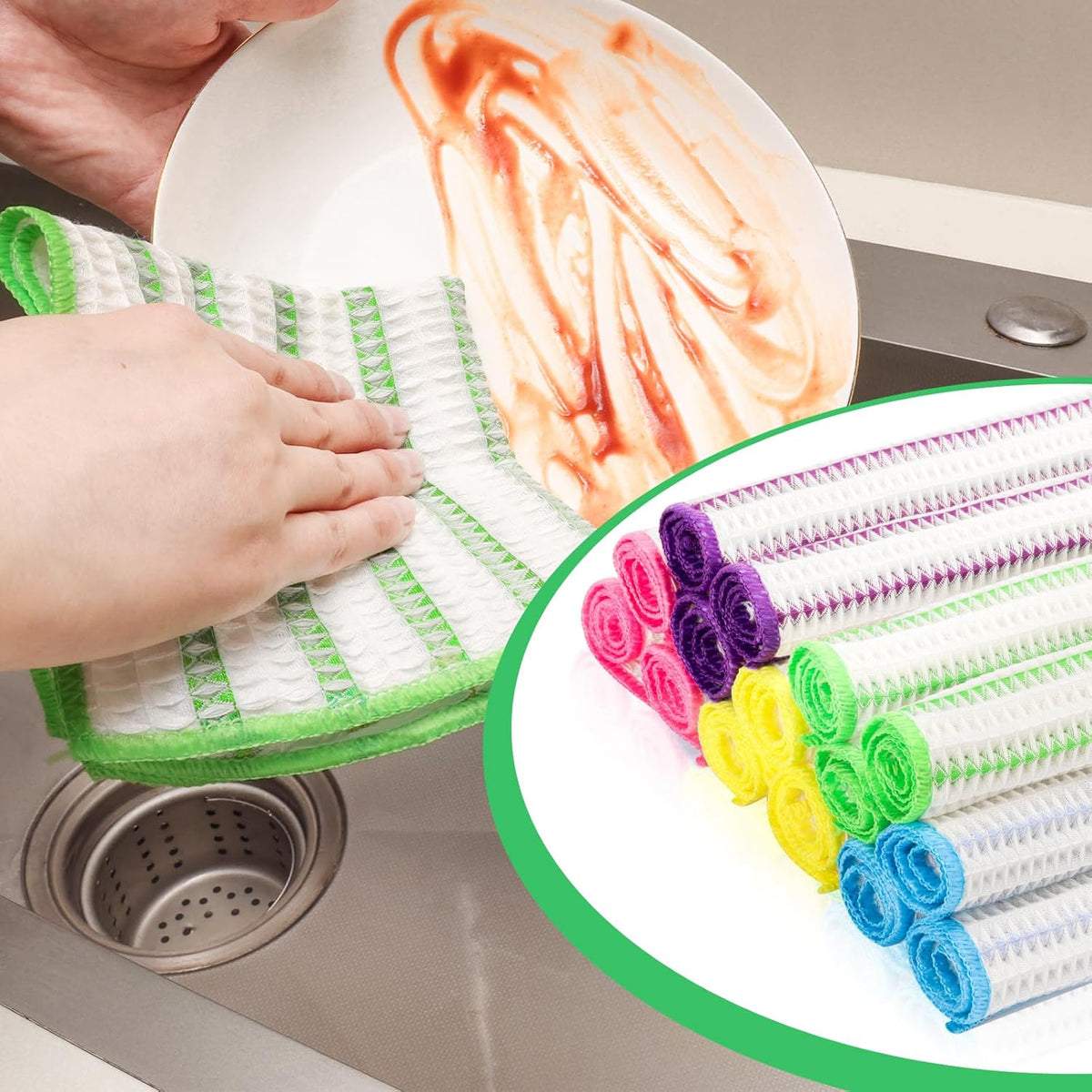 Wood Fiber Cleaning Cloth-15pcs, Super Absorbent Cleaning Cloth, No Oil Stains, Household No Stripe