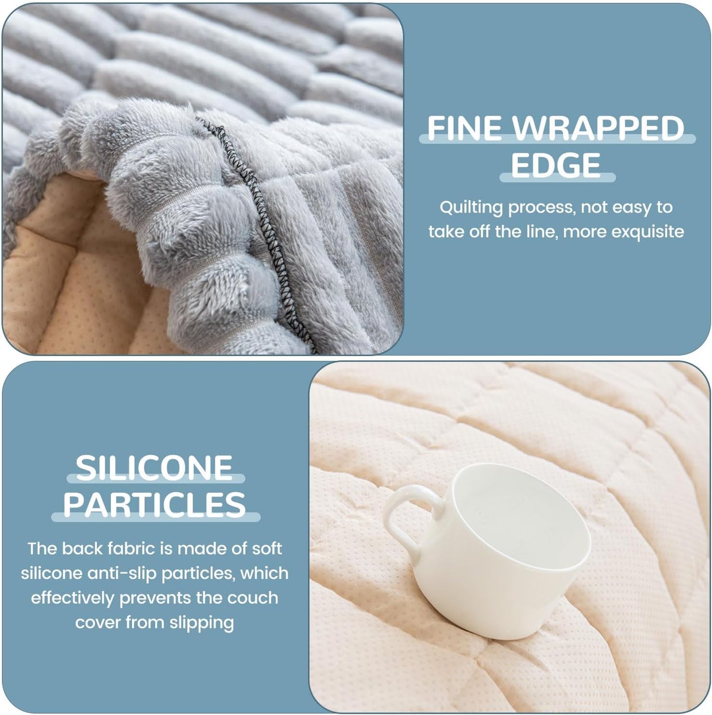 OTOB Couch Covers for 3 Cushion Sofa Pet Friendly, Plush Fuzzy Non Slip Sofa Covers Washable, Soft