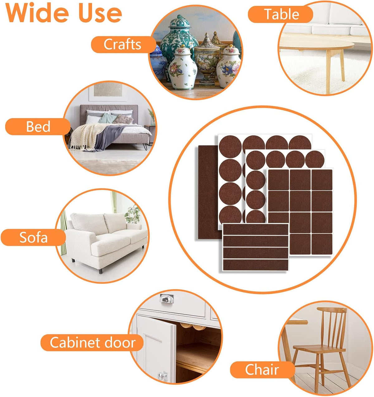 Felt Furniture Pads 300 Pieces, Furniture Pads for Hardwood Floors, Floor Protectors for Furniture