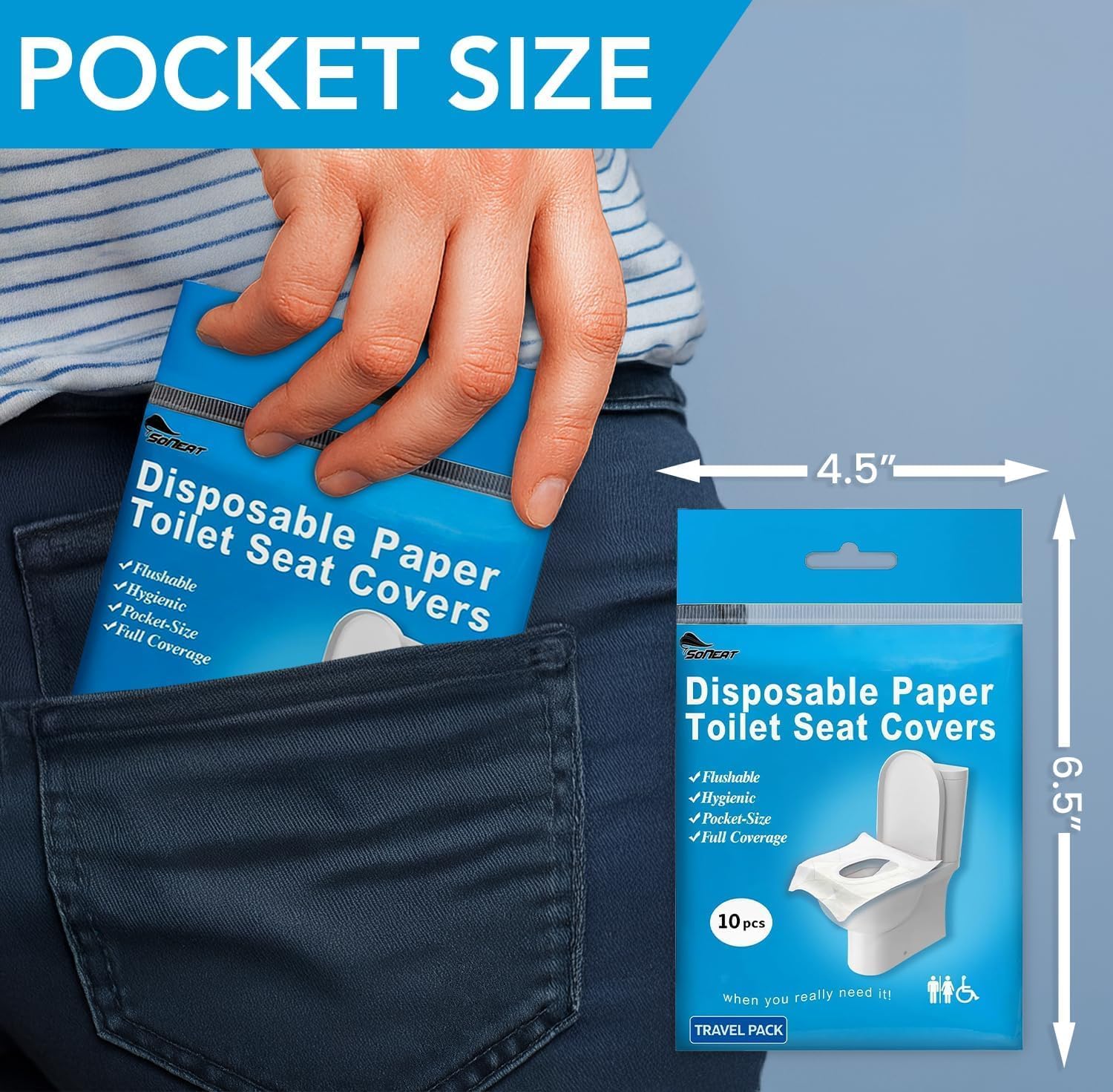 Disposable Toilet Seat Covers Flushable XL 50 Pack – Adults & Kids Potty Training Travel Toilet