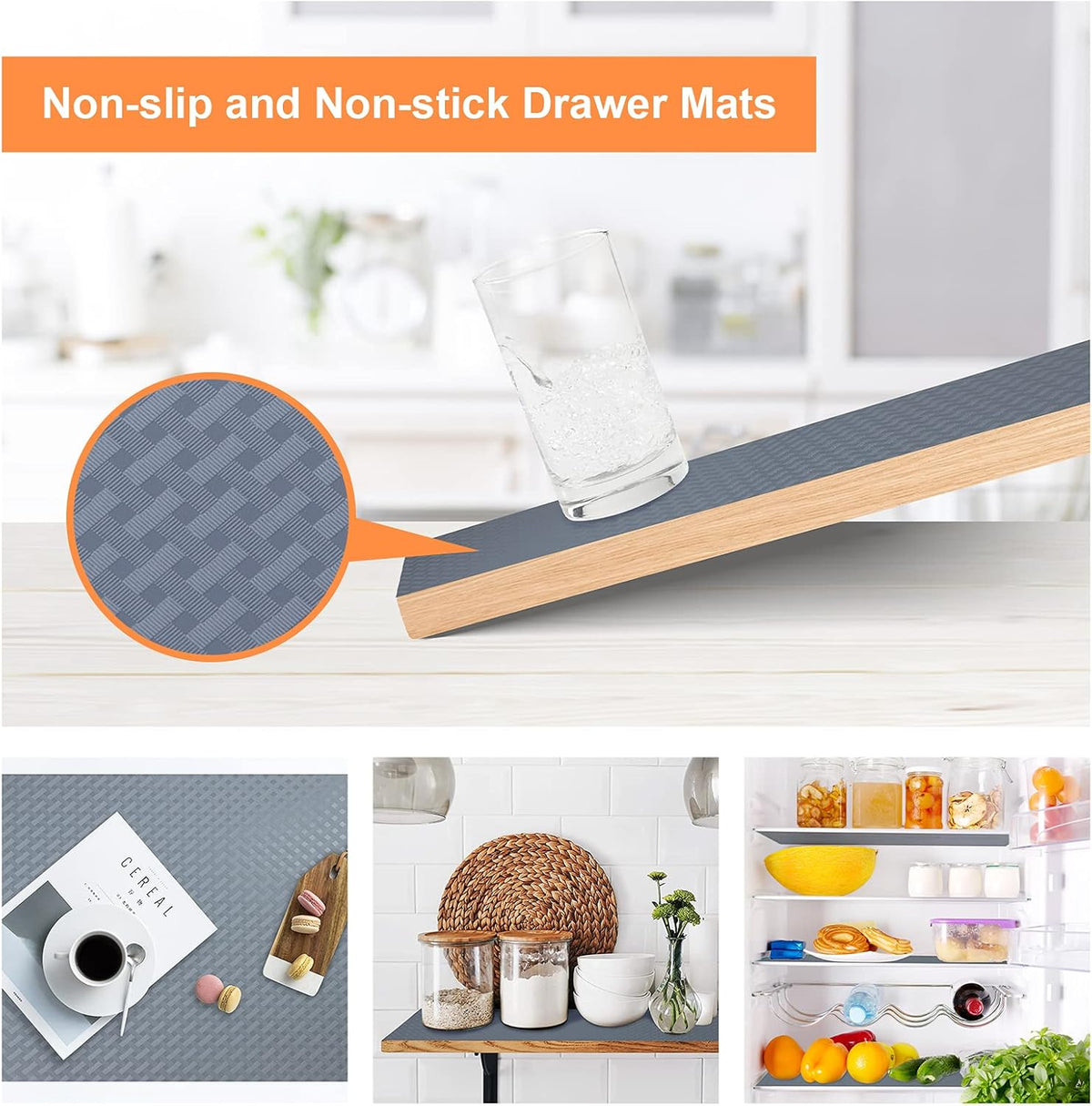 Shelf Liners for Kitchen Cabinets Refrigerator Liners Waterproof & Oil-Proof Kitchen Cupboard Liner