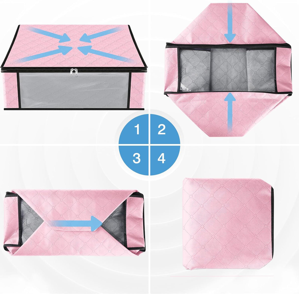 HomeHacks Storage 3-Pack Clothes Organizer Storage Bags Foldable Storage Box with Large Clear