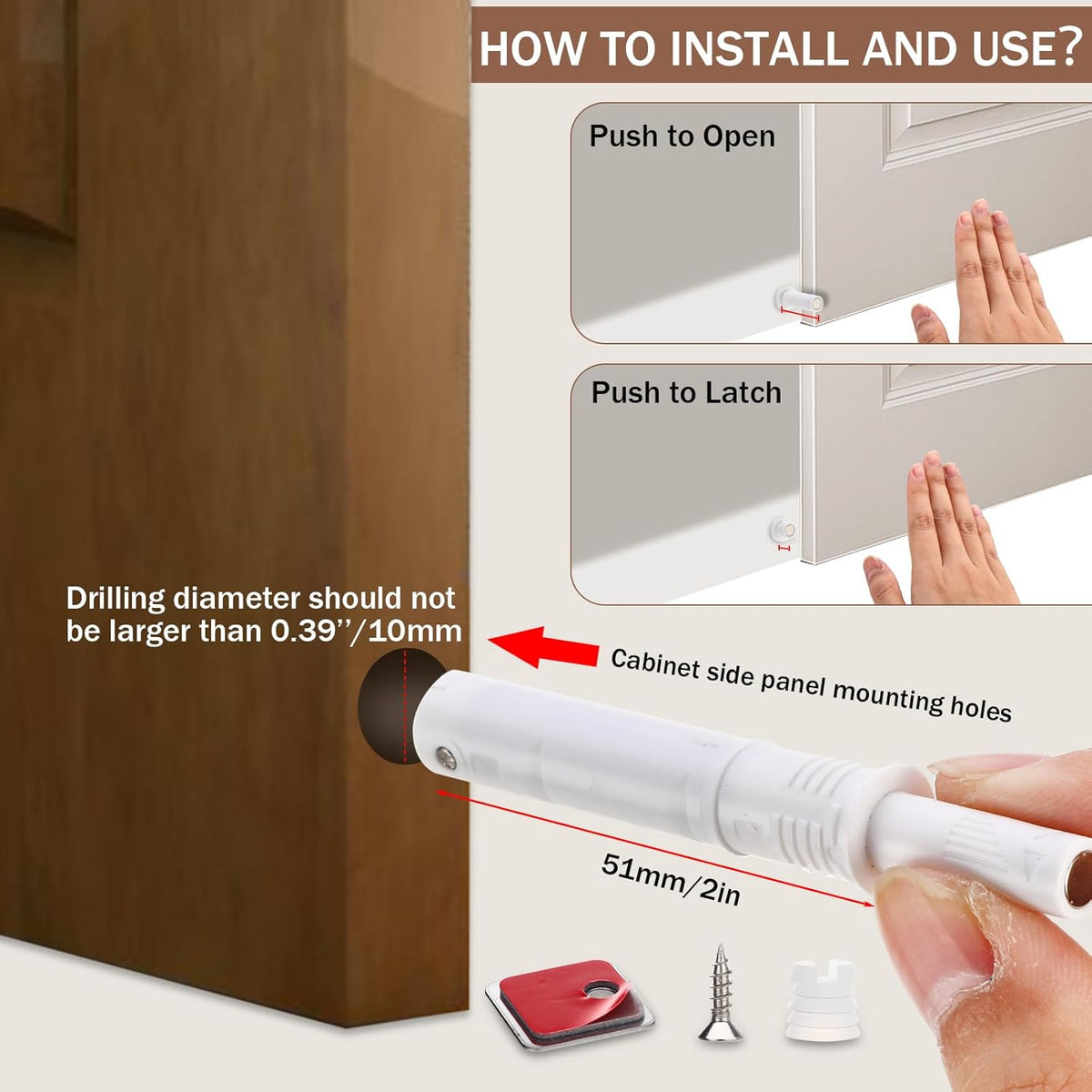 Lounsweer 50 Pack Magnetic Push Latches for Cabinet Door 2.87 Inches Short Push to Open Cabinet
