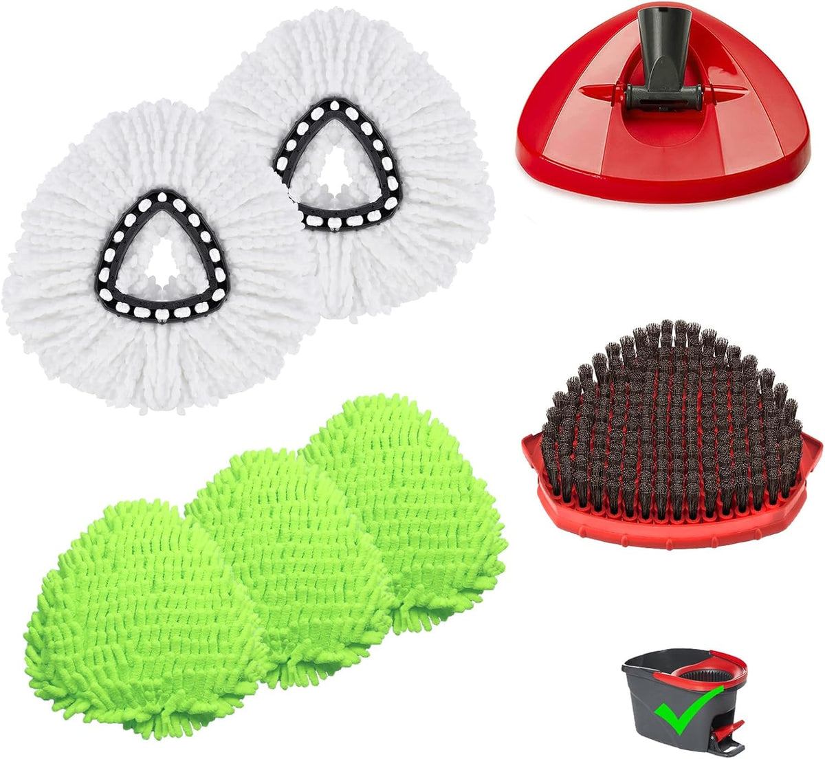 Upgraded Scrub Brush Compatible with O-Cedar EasyWring 1 System 7 Pack Triangle Mop Reusable Mop