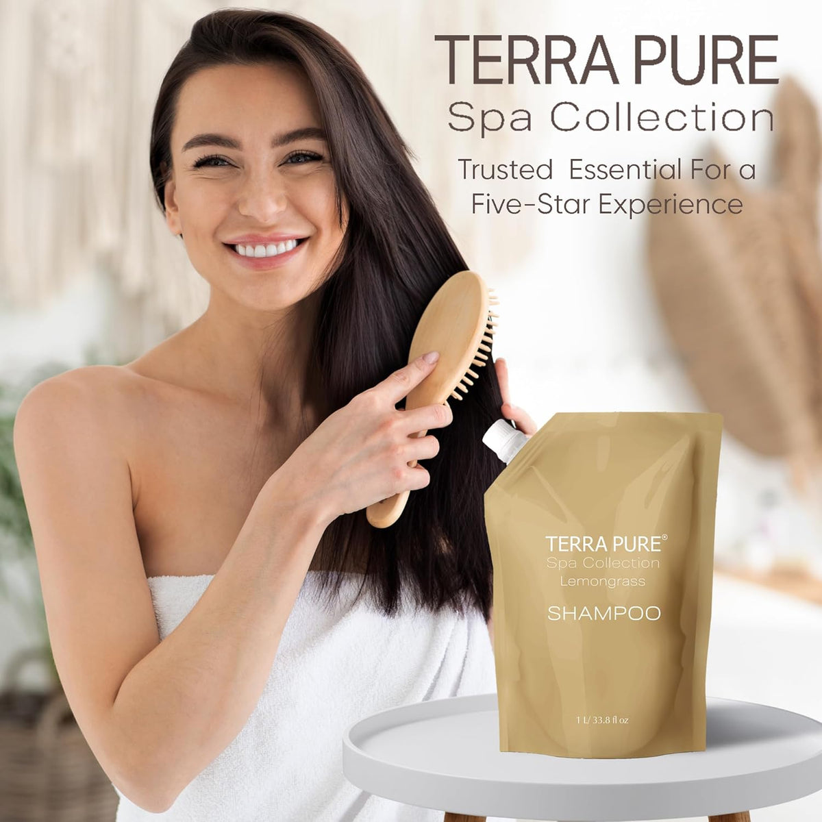 Terra Pure Spa Collection 1 Liter Shampoo Refill Bag For Soap Dispensers | Bulk Toiletries for