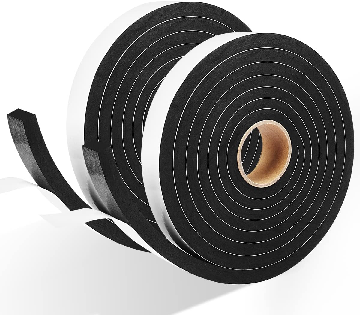 2 Rolls Weather Stripping Door Seal, 3/4'' W x 3/8'' T Foam Tape Close Cell, Single Sided Weather