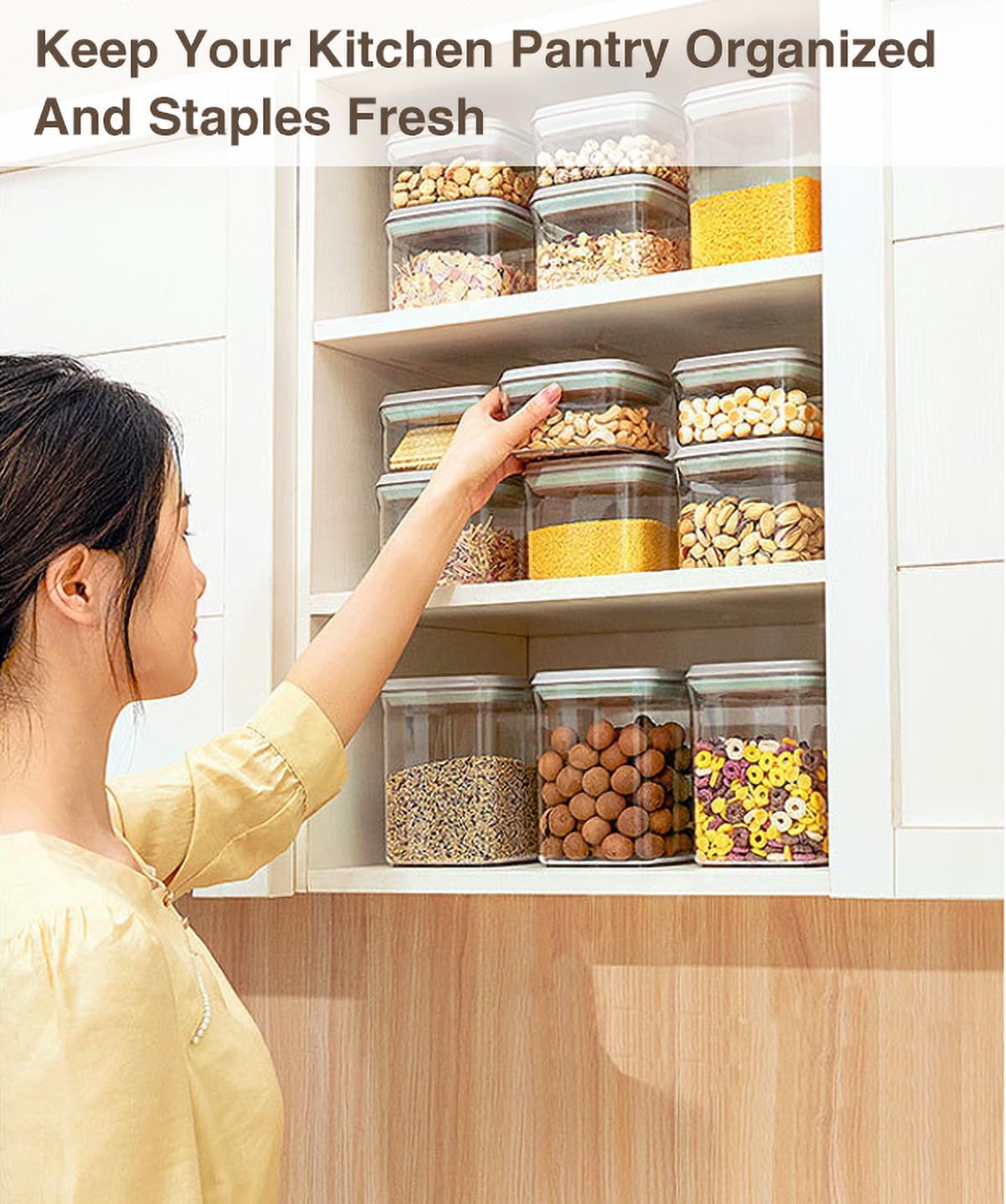 8 Pcs Pop Food Storage Containers Airtight Food Storage Containers Set with Lids Kitchen Pantry
