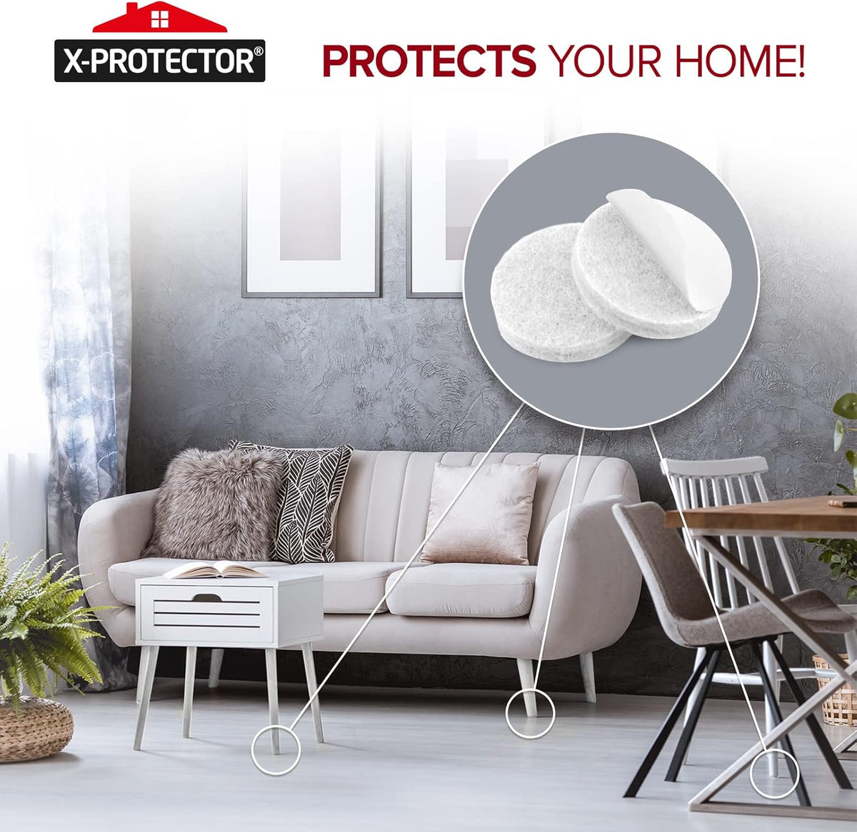Felt Furniture Pads X-PROTECTOR 133 PCS - Premium Furniture Pads for Hardwood Floors - White Felt
