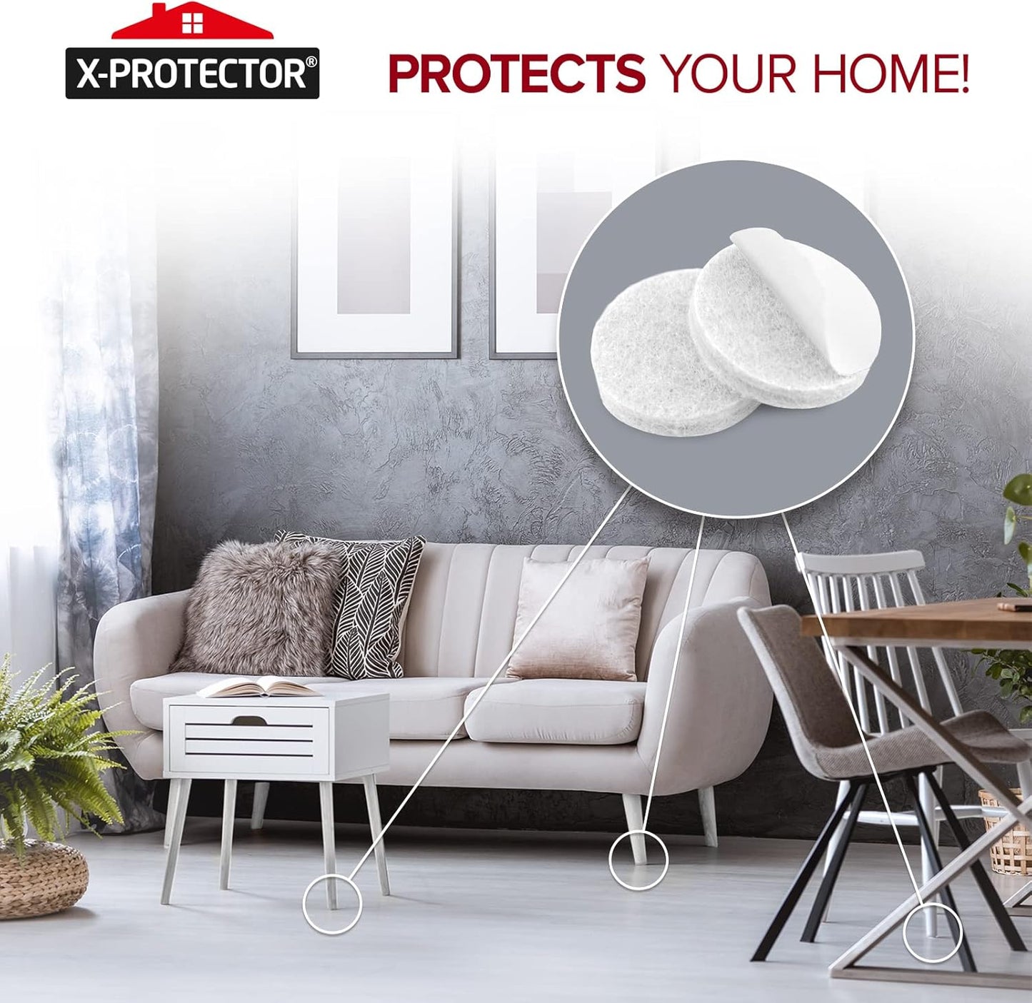 357 pcs White Felt Furniture Pads X-Protector! Huge Quantity of Furniture Pads for Hardwood Floors