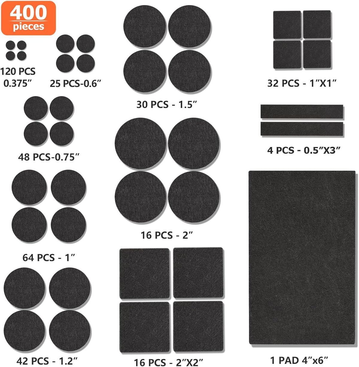 Felt Furniture Pads 400 Pieces, Furniture Pads for Hardwood Floors, Floor Protectors for Furniture