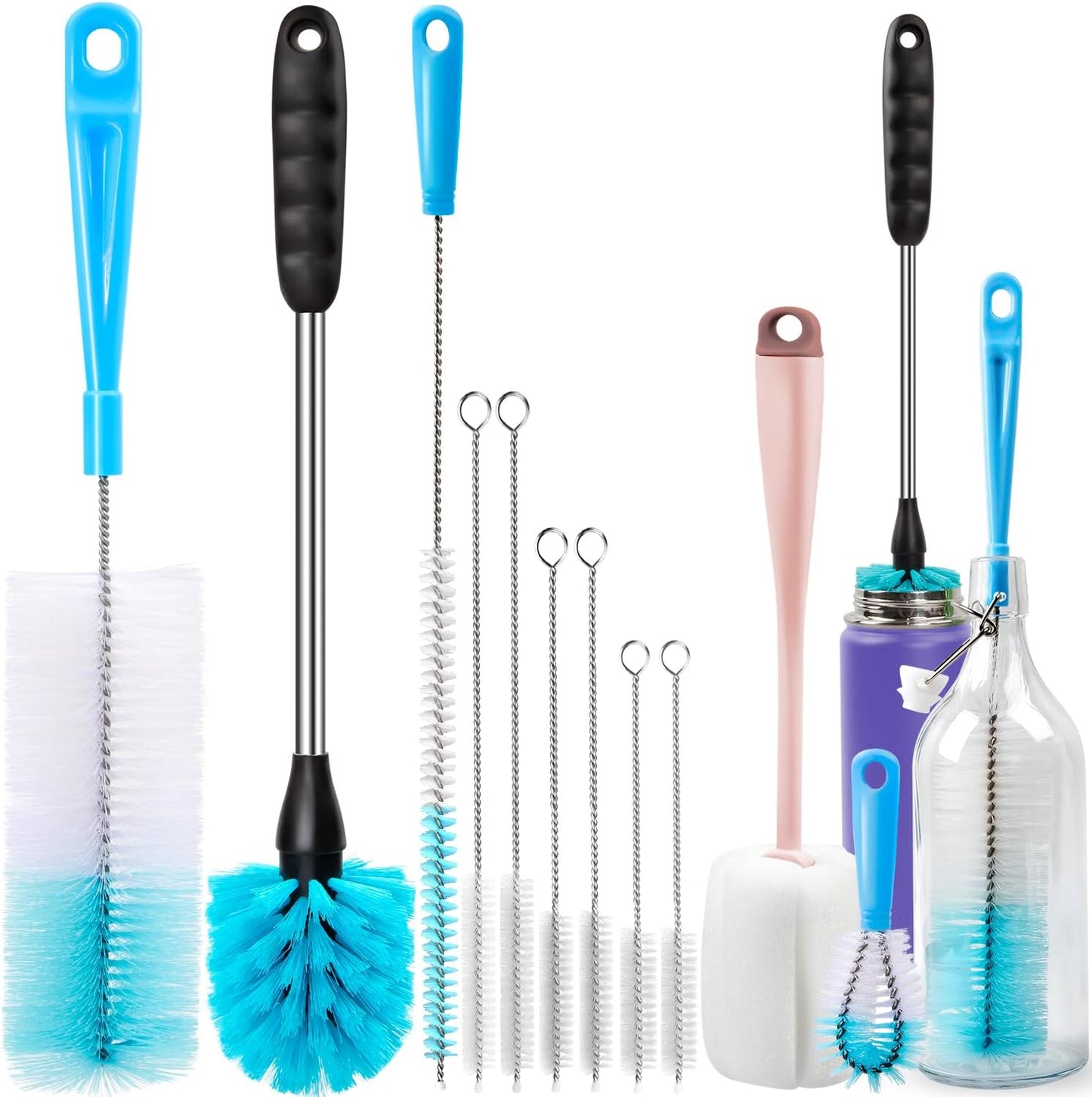 Holikme Bottle Brush Tube Cleaning Lab Set with Long Handle, Cup Cleaner for Washing Narrow Neck