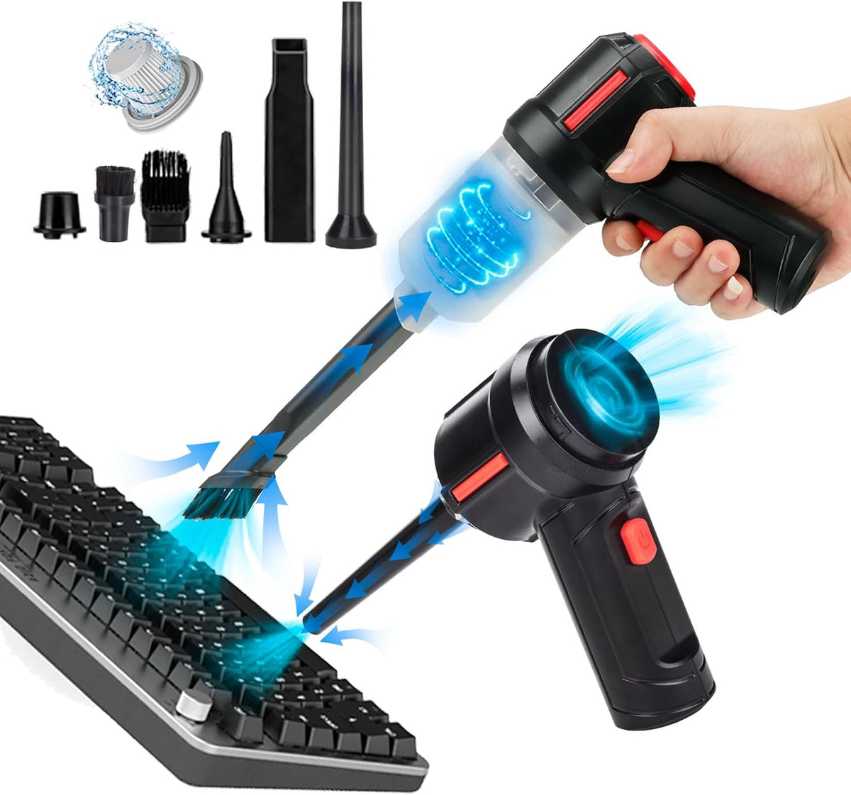 Air Duster - Computer Vacuum Cleaner - for Keyboard Cleaning- Cordless Canned Air- Powerful