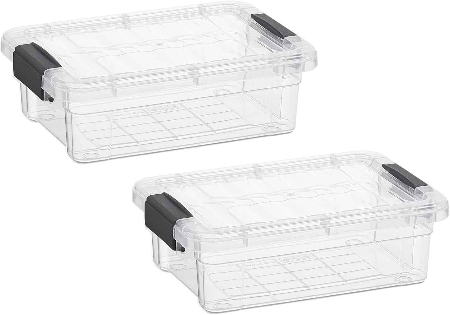 Superio Clear Storage Boxes with Lids, 1.27 Quart Plastic Container Bins for Organizing, Stackable