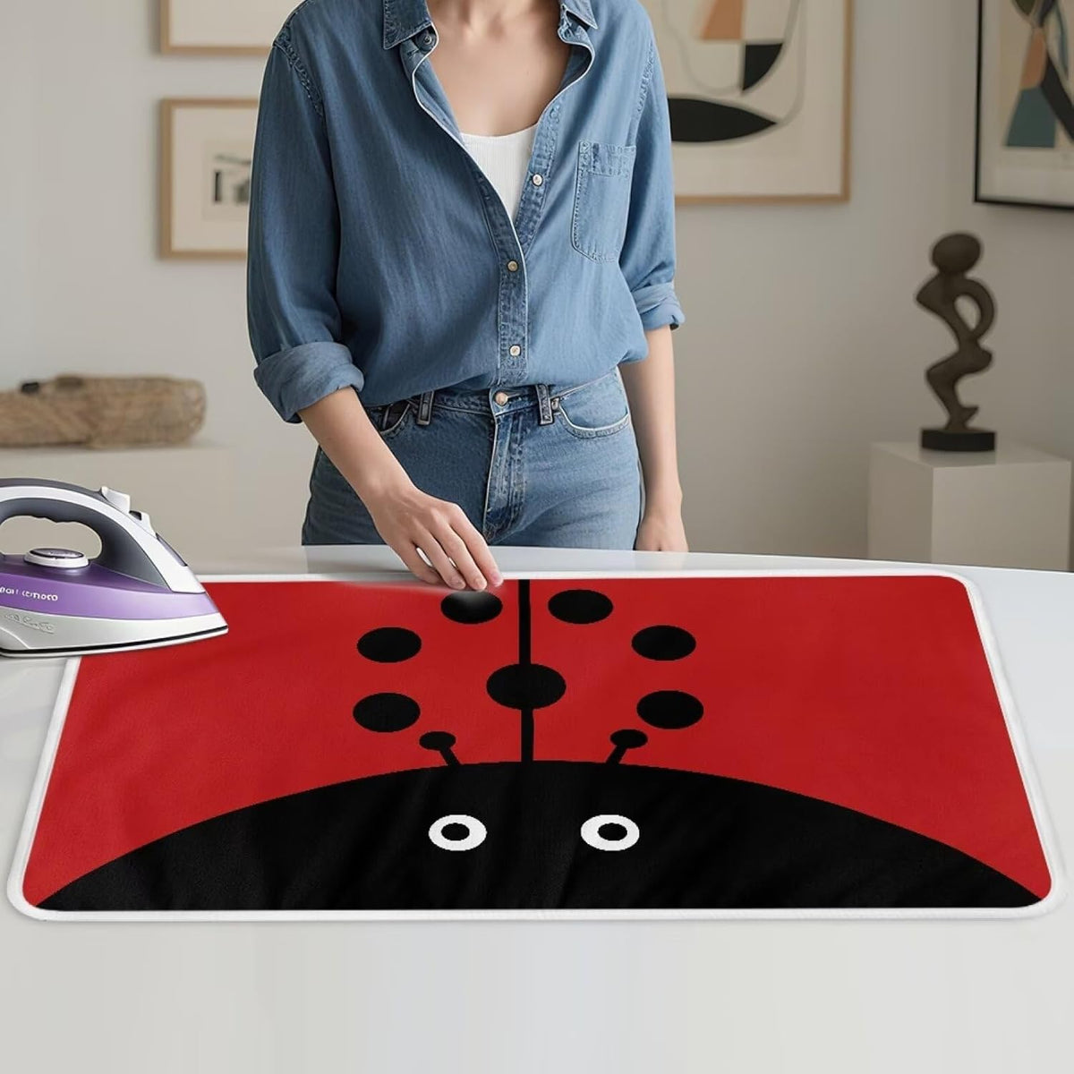 Cute Iron Mat Blanket Travel Foldable Ladybugs Ironing Pad Fabric Ironing Board Cover for Top of