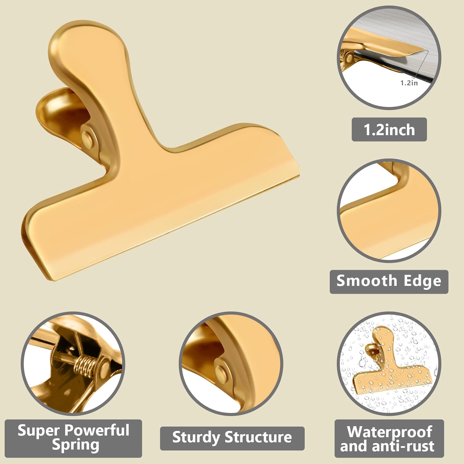 8 Pack 3 Inch Wide Stainless Steel Chip Clips Food Bag Clips Heavy Duty Food Bag Clamp, Chip Clips
