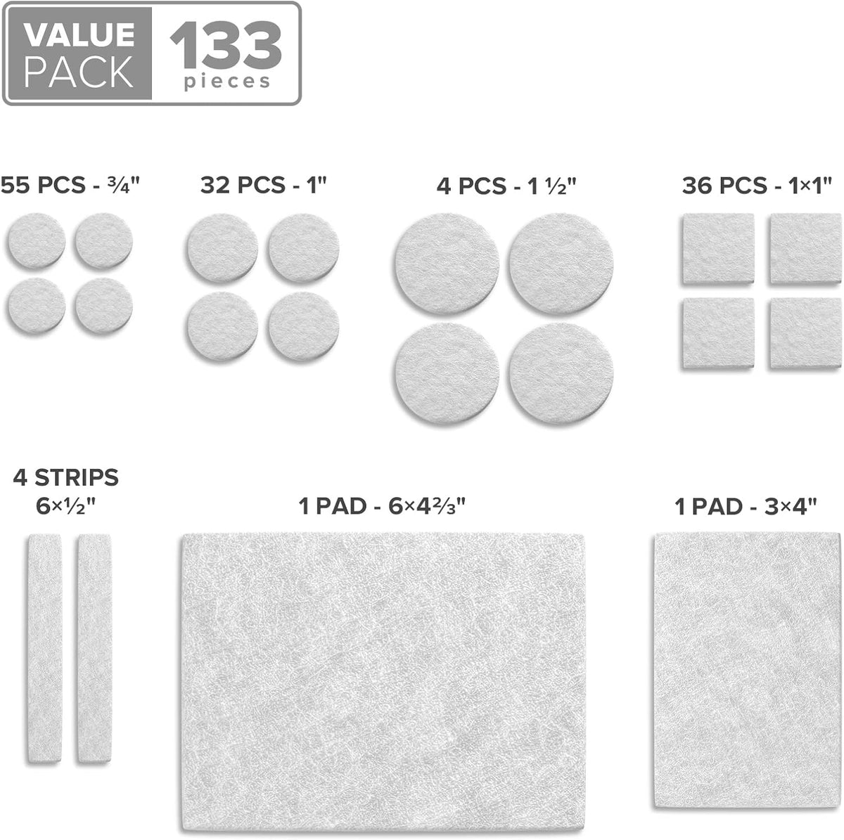 Felt Furniture Pads X-PROTECTOR 133 PCS - Premium Furniture Pads for Hardwood Floors - White Felt