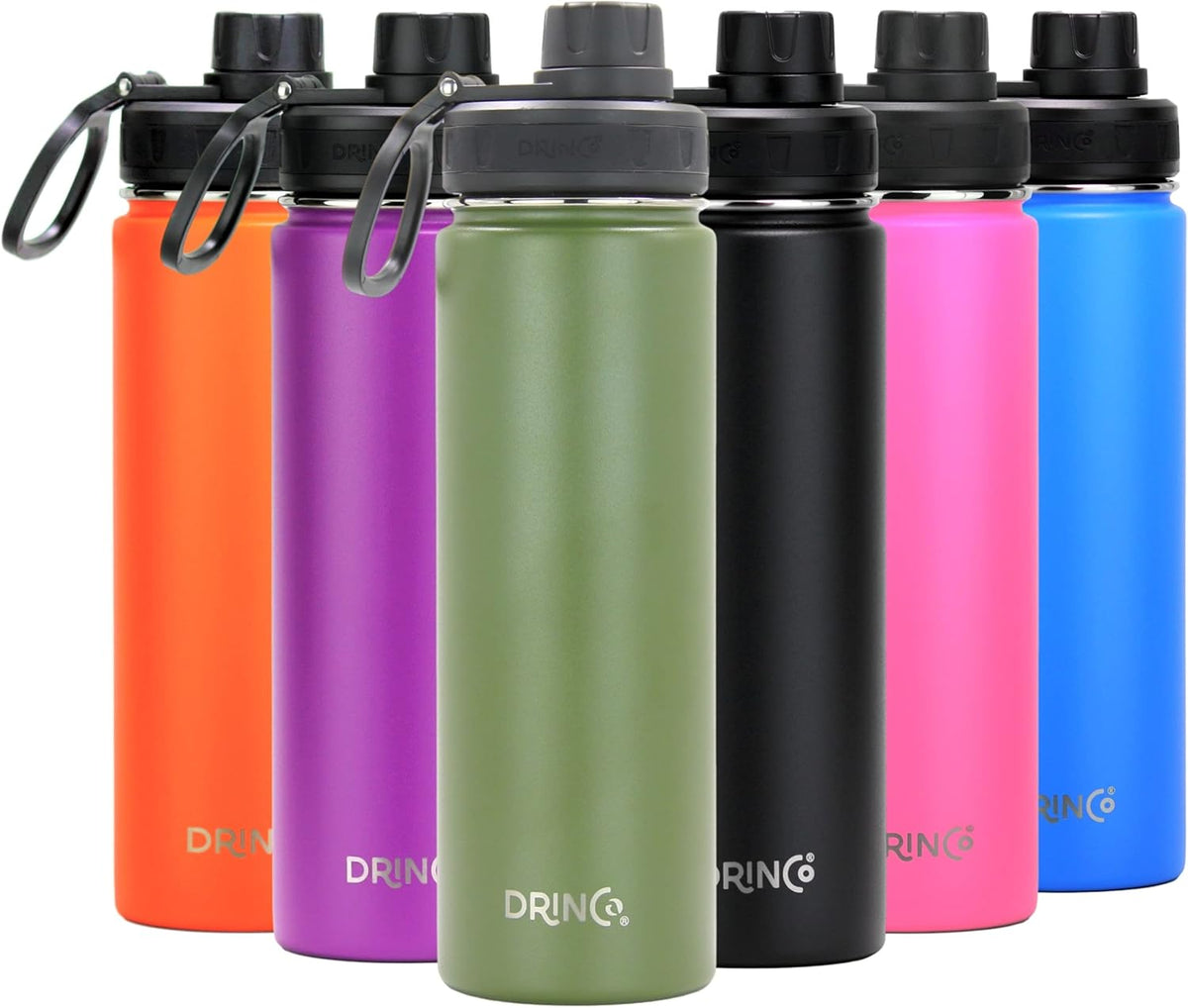 Drinco Stainless Steel Water Bottle Spout Lid Vacuum Insulated Double Wall Water Bottle Wide Mouth