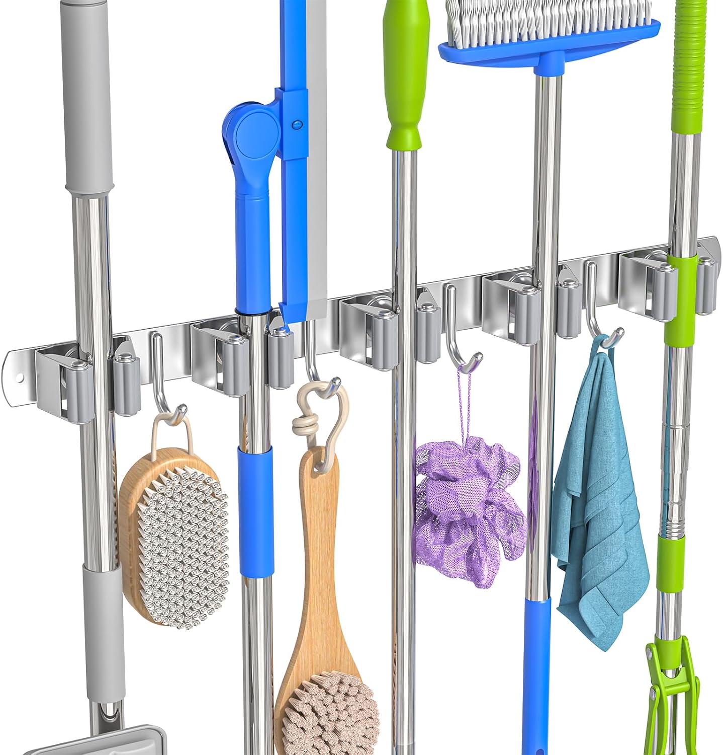 Broom Holder Wall Mount, Mop and Broom Organizer Broom Hanger Storage Tool Utility Racks Stainless