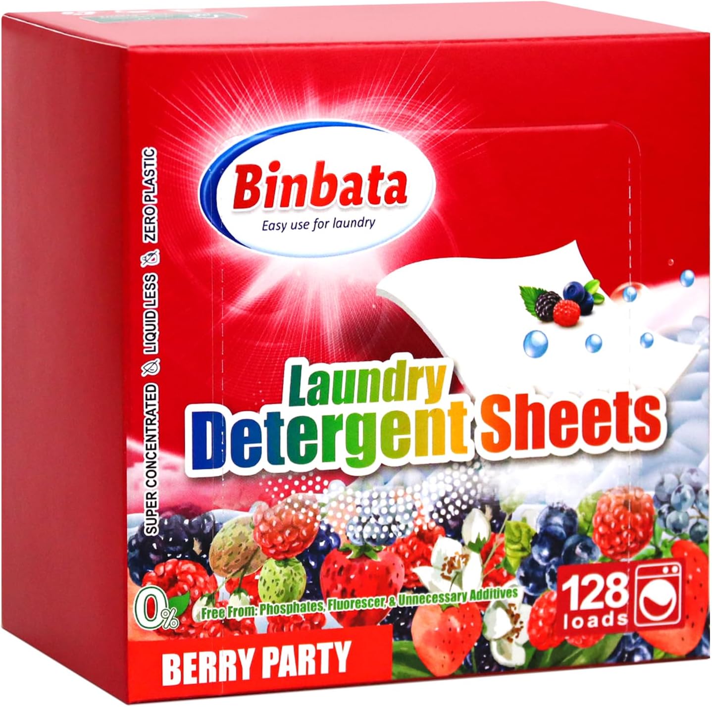 Laundry Detergent Sheets, Up To 128 Loads Berry Scent Hypoallergenic Eco-Friendly, Biodegradable