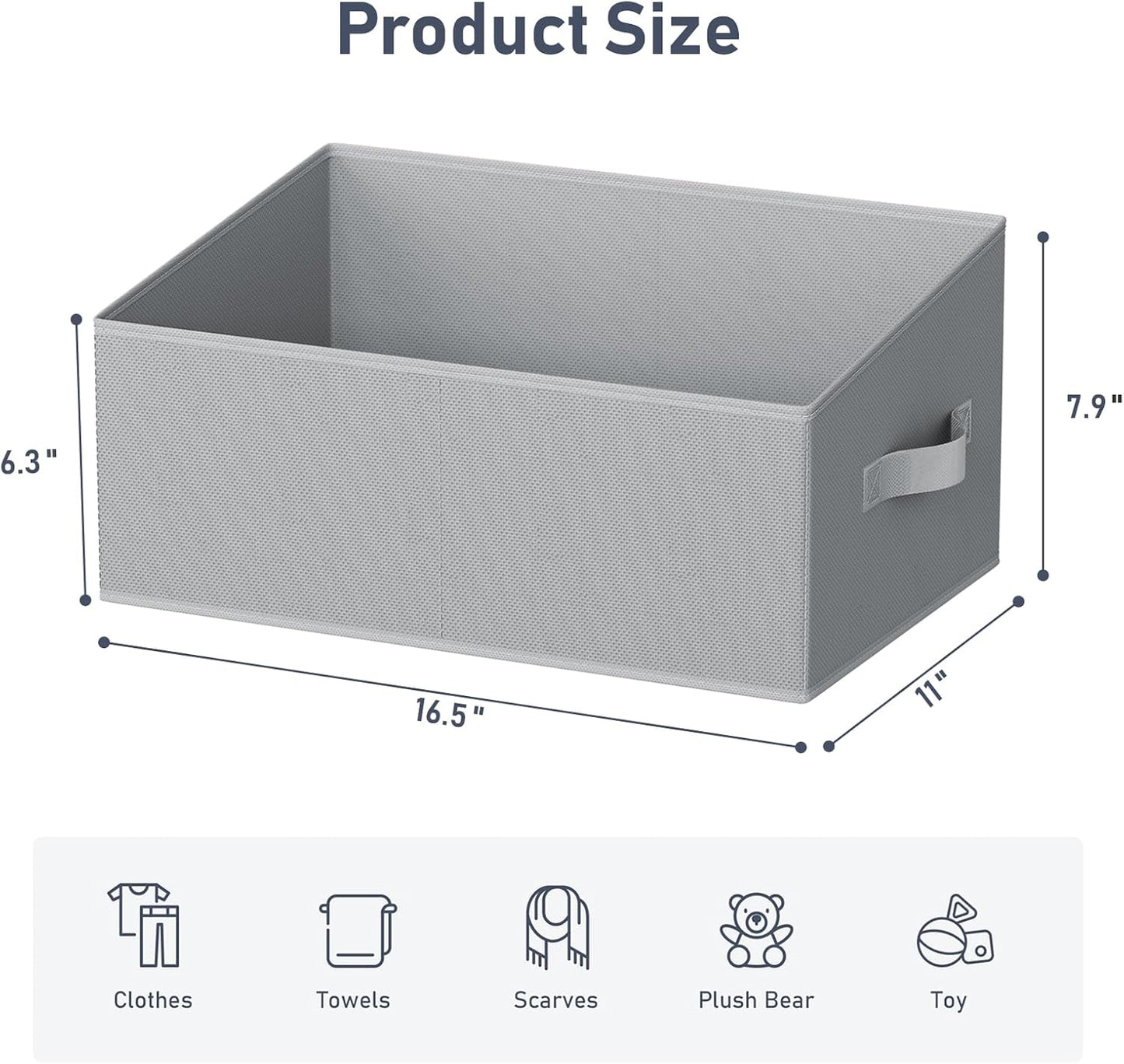 DIMJ Large Closet Storage Bins 8 Pack - Fabric Trapezoid Closet Organizer Bin, Foldable Storage