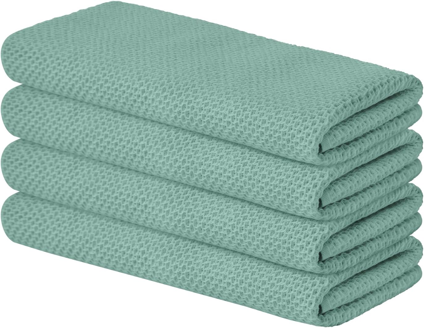 Artoid Mode 100% Cotton Light Green Waffle Weave Kitchen Dish Cloths, 13x28 Inch Ultra Soft