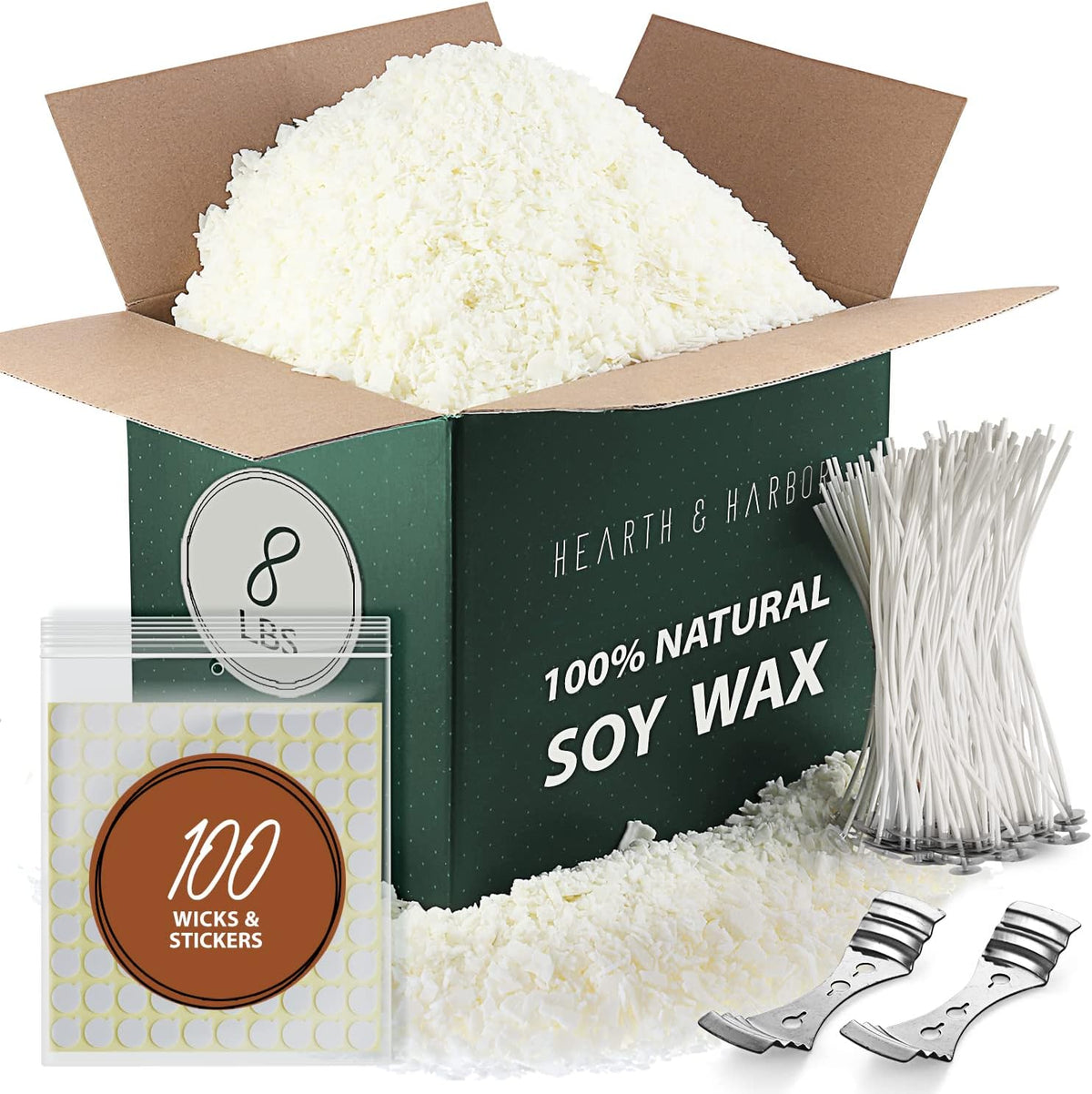 Hearth & Harbor Soy Candle Wax for Candle Making - Natural Soy Wax for Candle Making 8 lb Bag