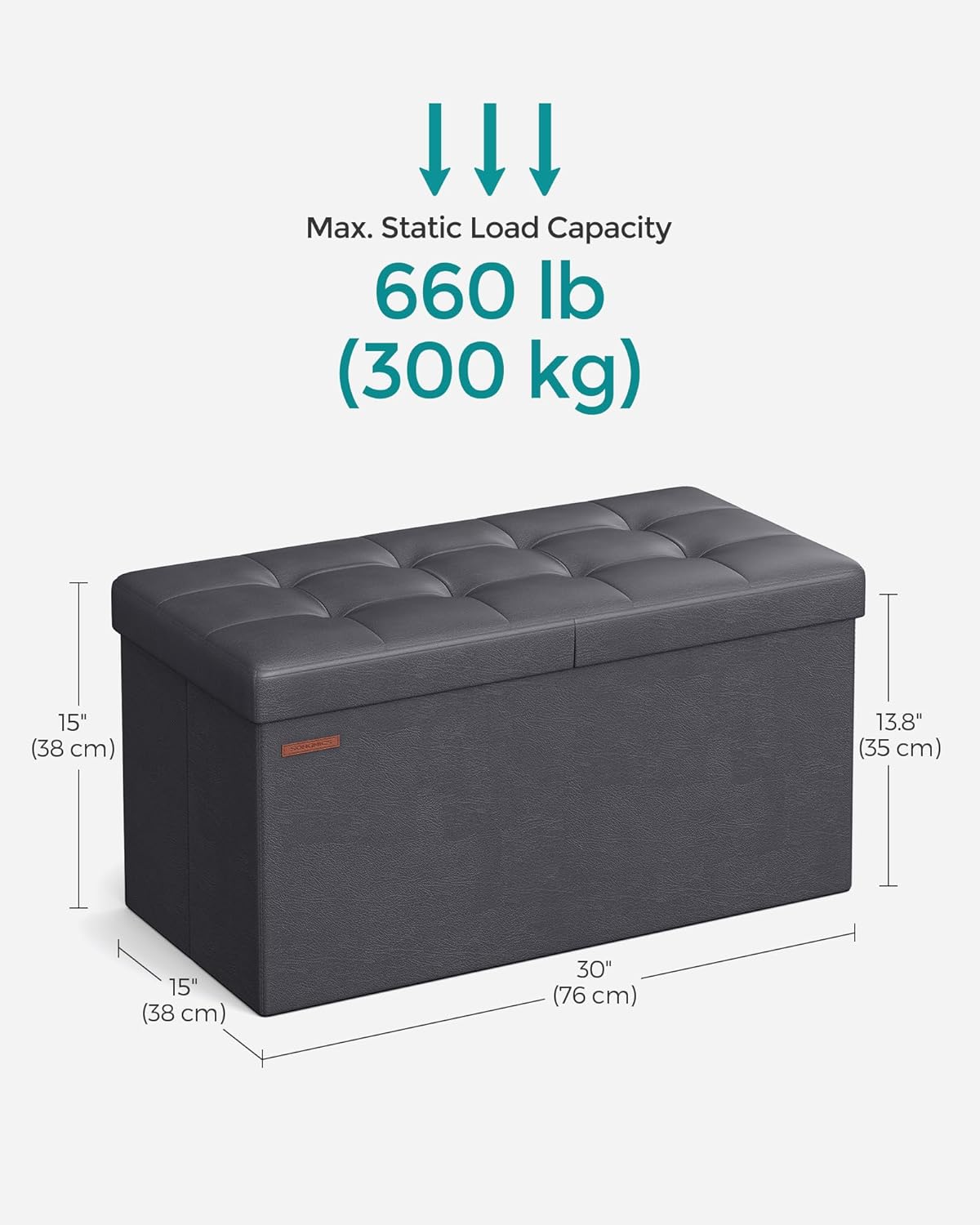 SONGMICS MAZIE Collection - 30 Inches Storage Ottoman Bench with Flipping Lid, Storage Chest