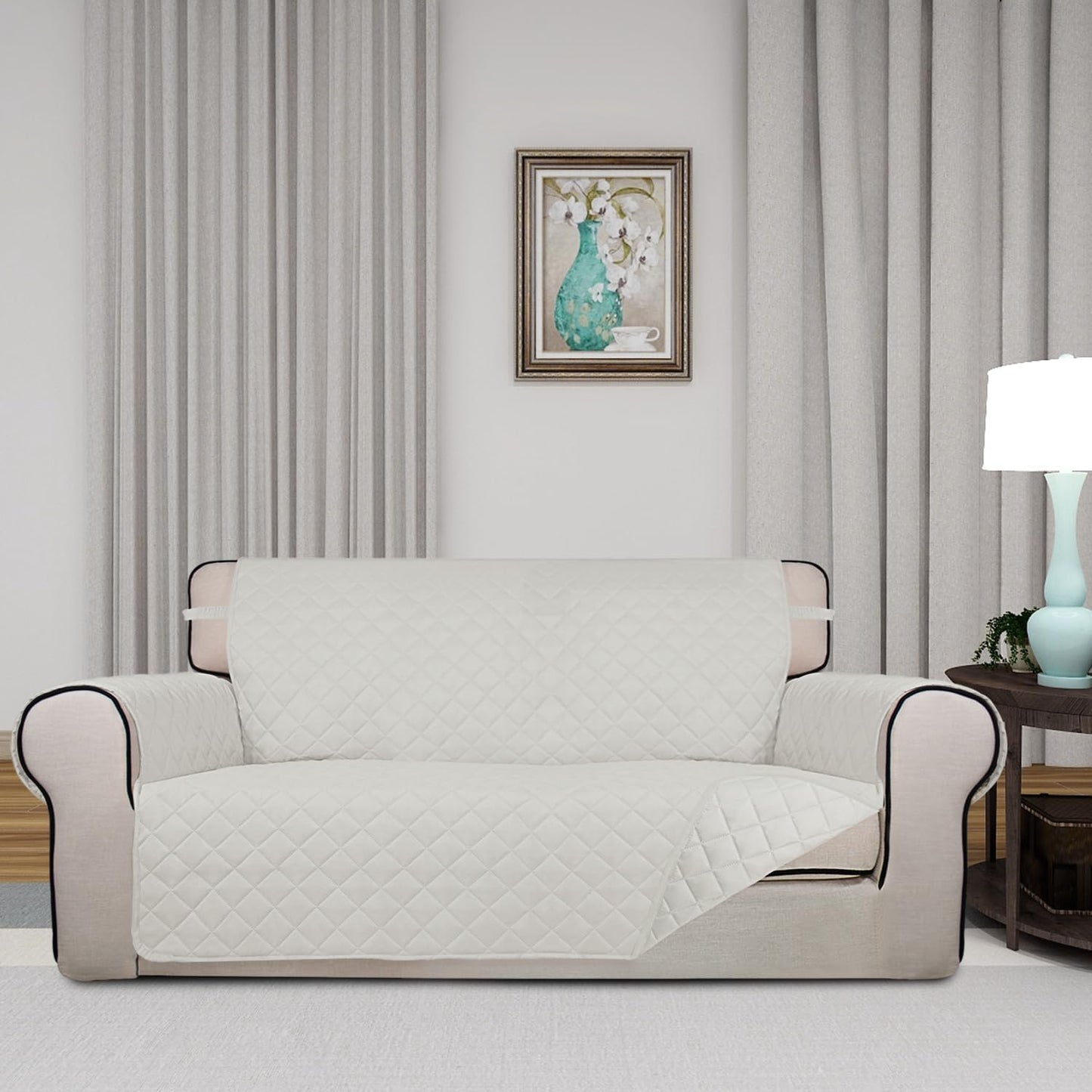 PureFit Reversible Quilted Sofa Cover, Water Resistant Slipcover Furniture Protector, Washable