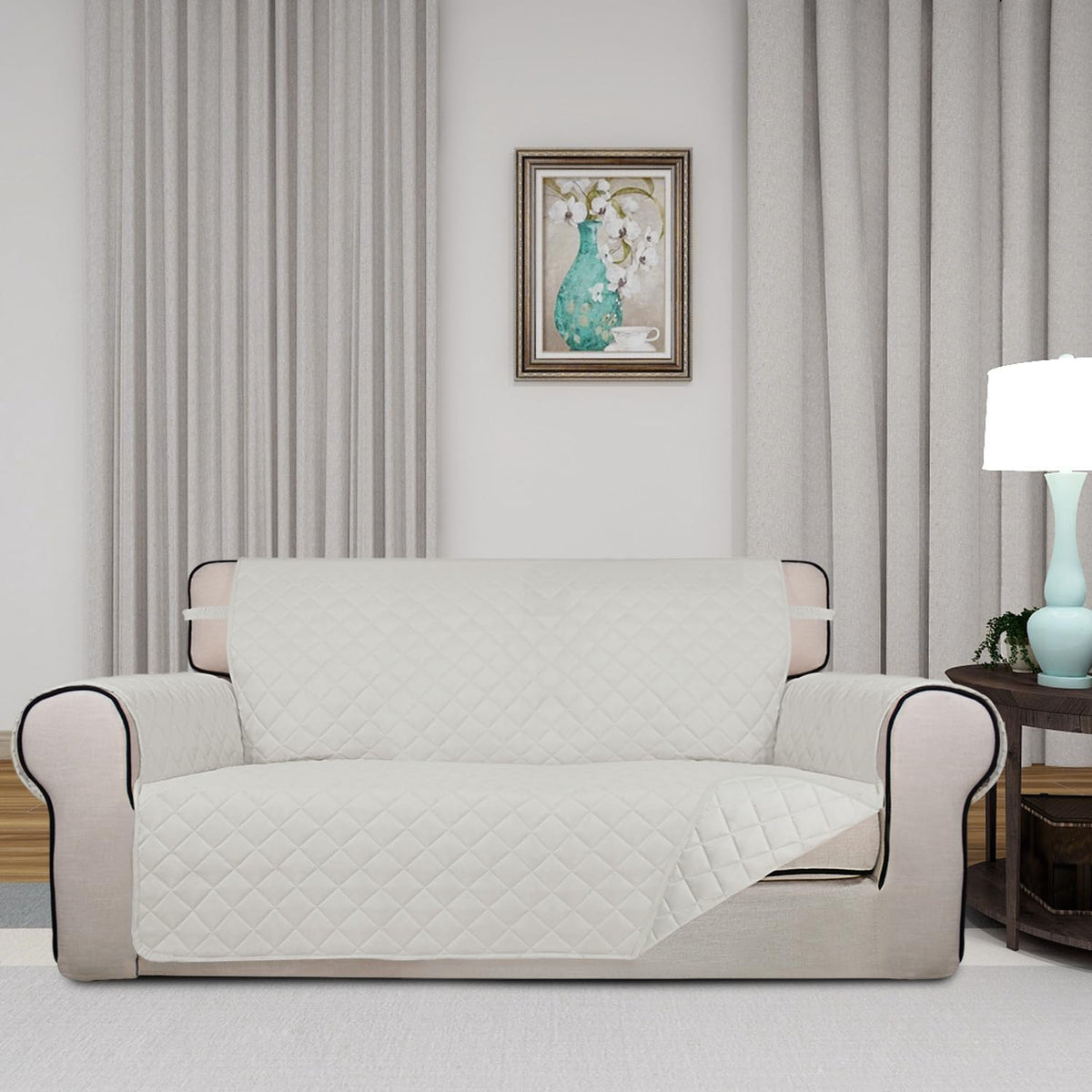 PureFit Reversible Quilted Sofa Cover, Water Resistant Slipcover Furniture Protector, Washable