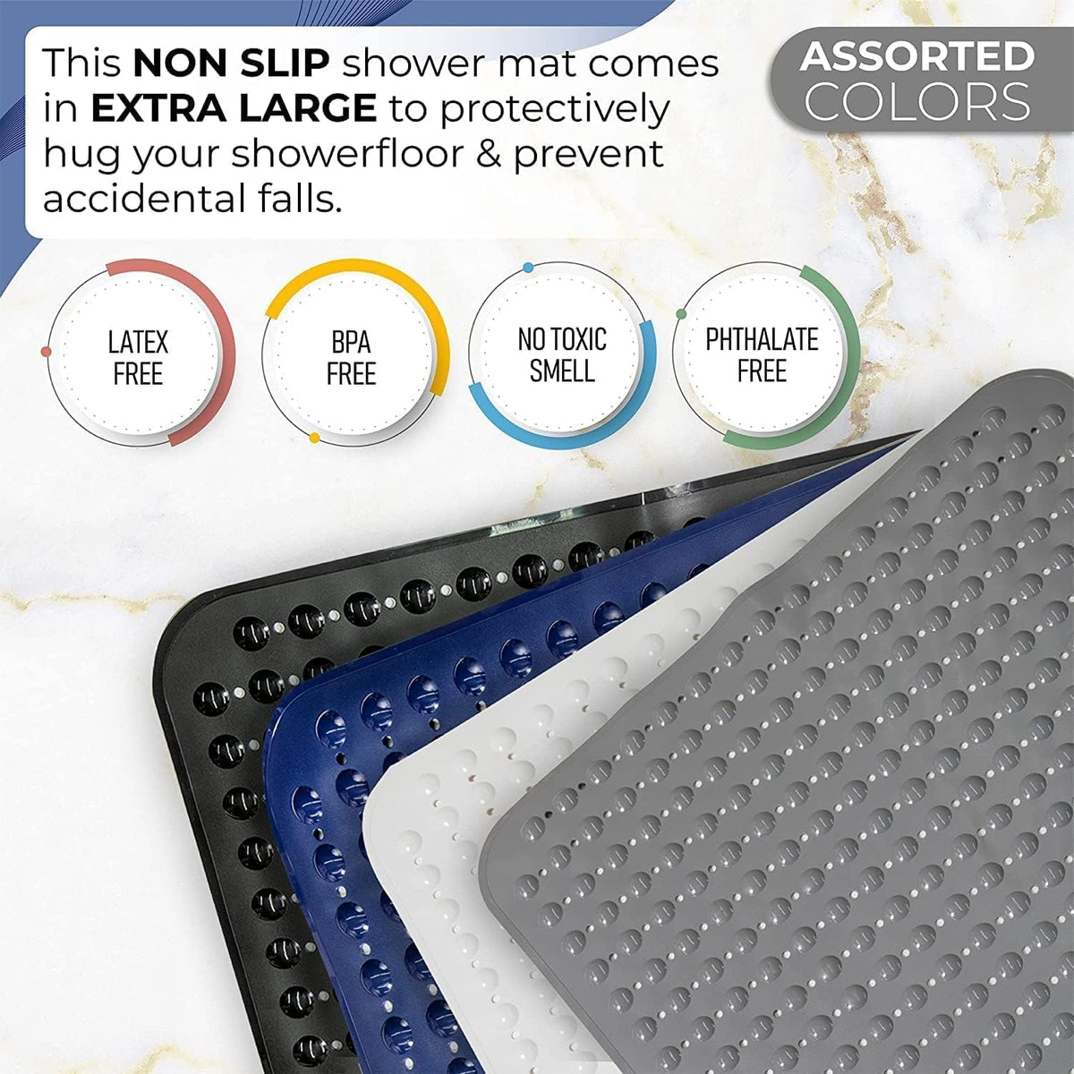 ENKOSI Extra Large Square Non Slip Shower Mat - 31 x 31-inch XL Bathroom Shower Mat - Square Shower