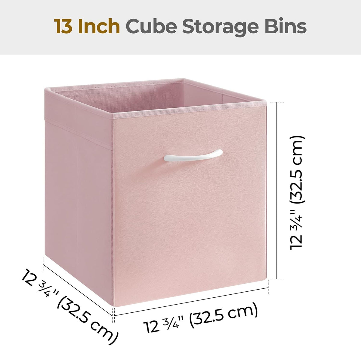 StorageWorks Pink Storage Cubes, 13x13 Storage Cube Bins with Handle, Cube Storage Organizer Bins