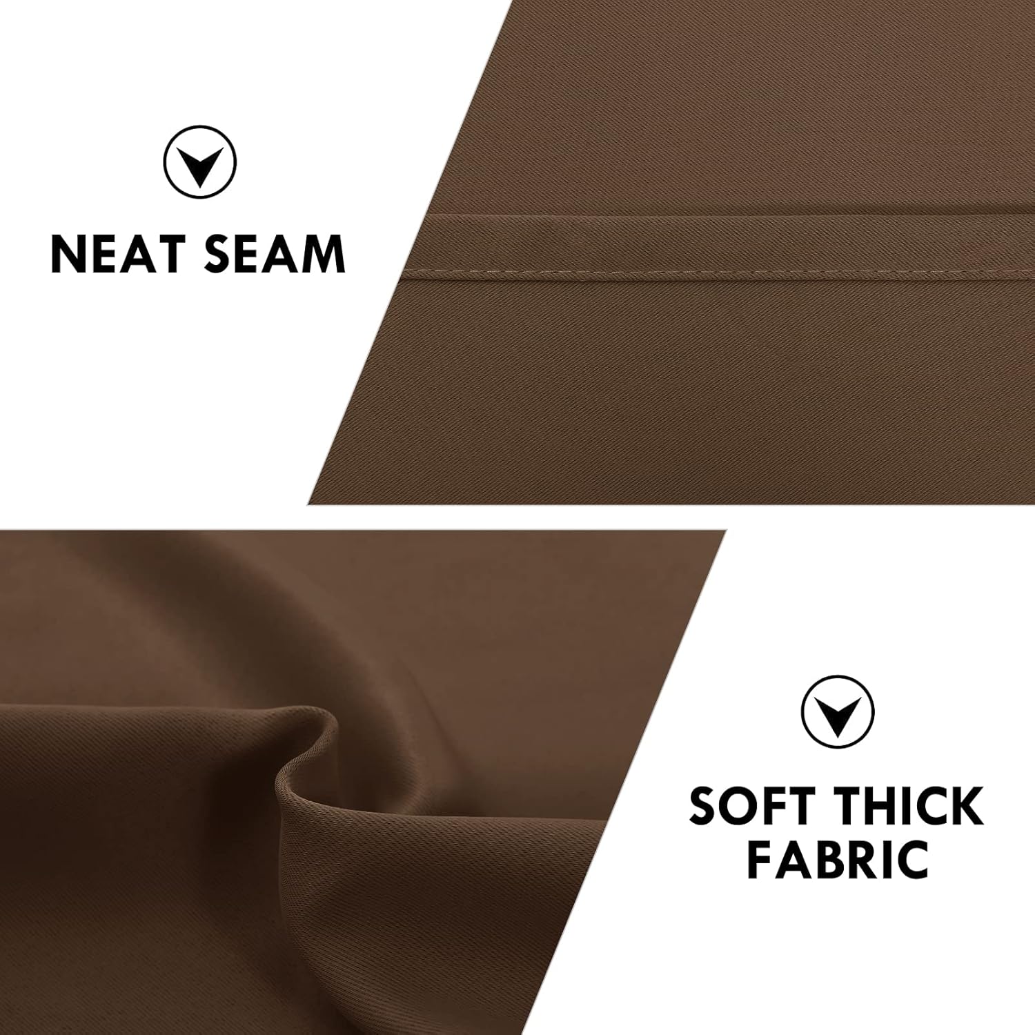 DWCN Brown Blackout Curtains for Bedroom -Rod Pocket Thermal Insulated Room Darkening Drapes for