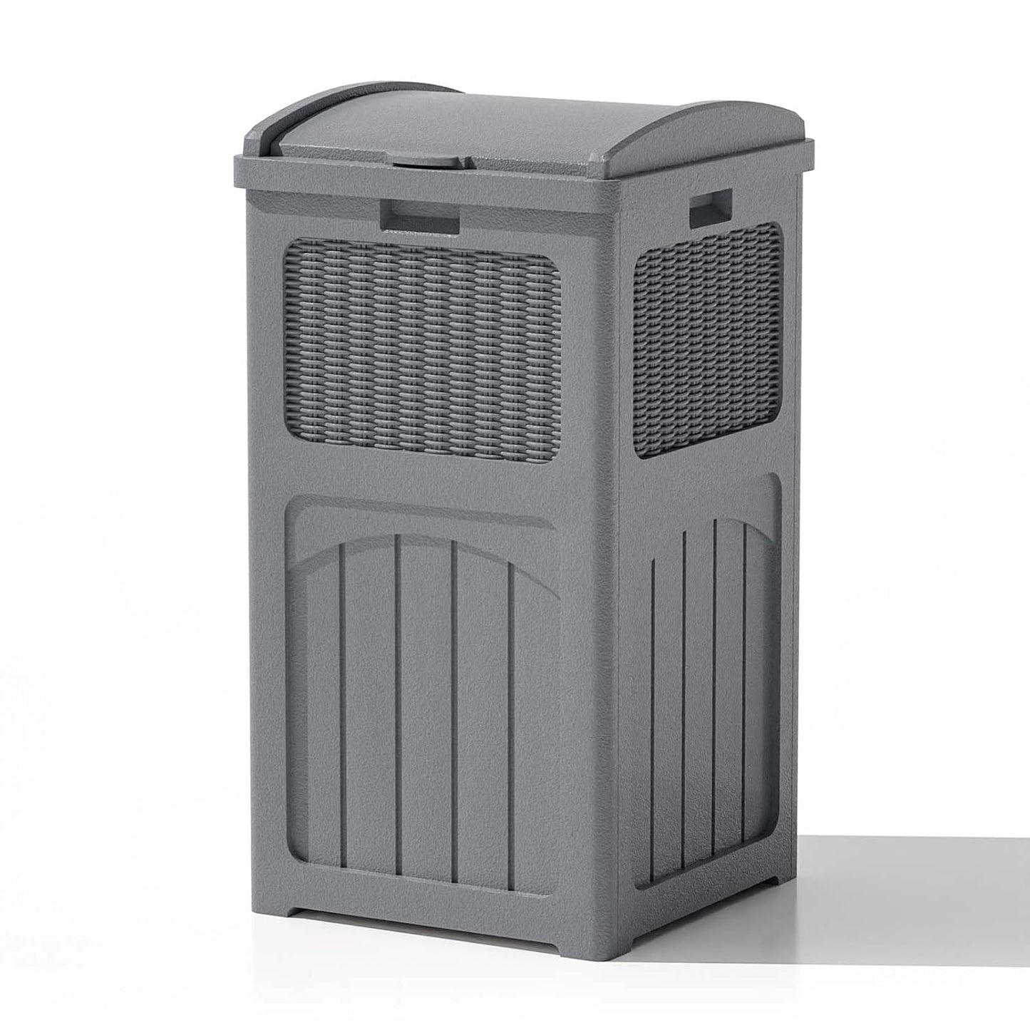 Patiowell 36 Gallon Outdoor Trash Can, Resin Outdoor Garbage Can with Lid for Patio, Backyard