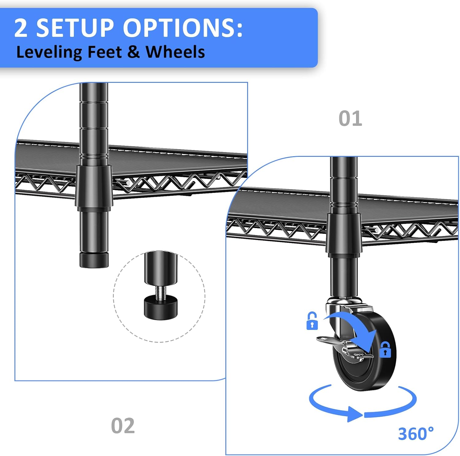 IZEUK Heavy Duty Garage Shelving, 4 Tier Wide Metal Storage Shelf Rack, Adjustable Utility