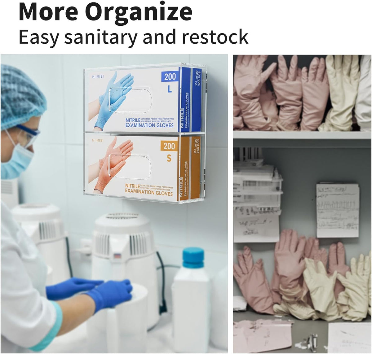 HIIMIEI Glove Holder for Wall Mount: Magnetic Gloves Box Holder, Acrylic Disposable Rubber Latex