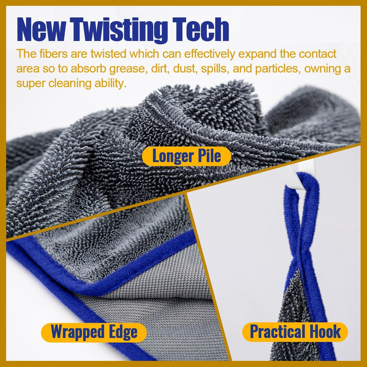 Airlab Microfiber Towels for Cars Wash Drying Extra Large Super Absorbent Cleaning Cloth Auto