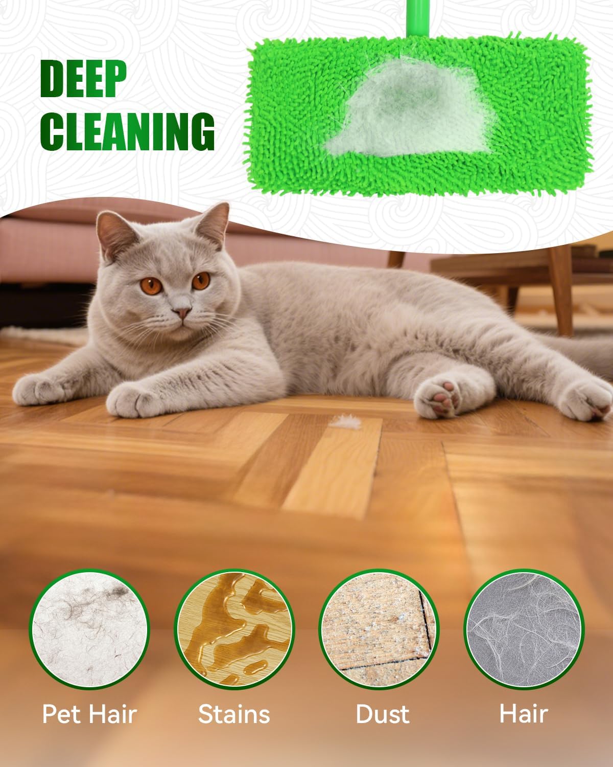 Reusable Microfiber Mop Pads Compatible with Swiffer Sweeper Mop, Wet Pads Refill, Chenille Dry