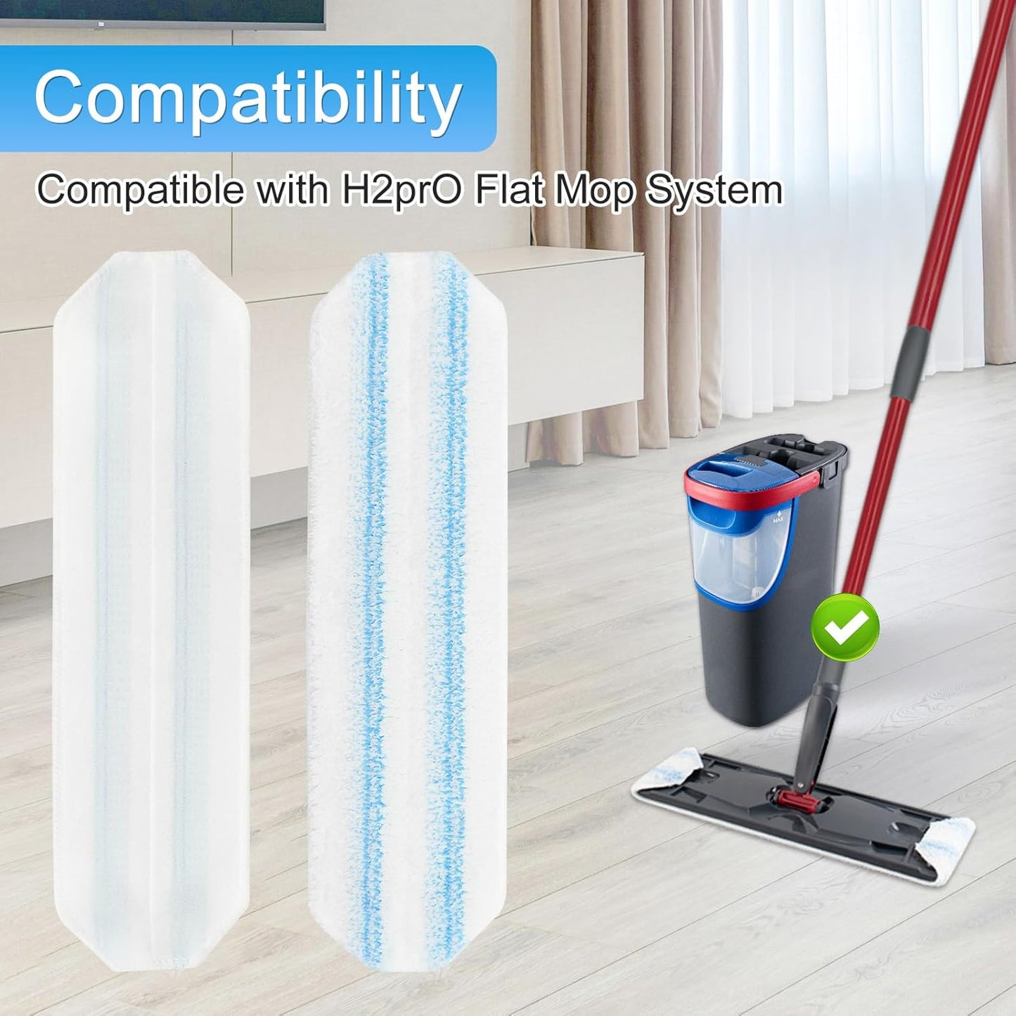 Mop Replacement Pads Compatible with O-Cedar H2prO Flat Mop System, 3 Pack Microfiber Mop Heads