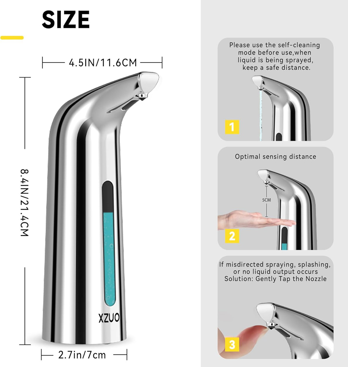 Automatic Soap Dispenser with Infrared Sensor - Adjustable 4-Level Touchless Hand Soap for Kitchen
