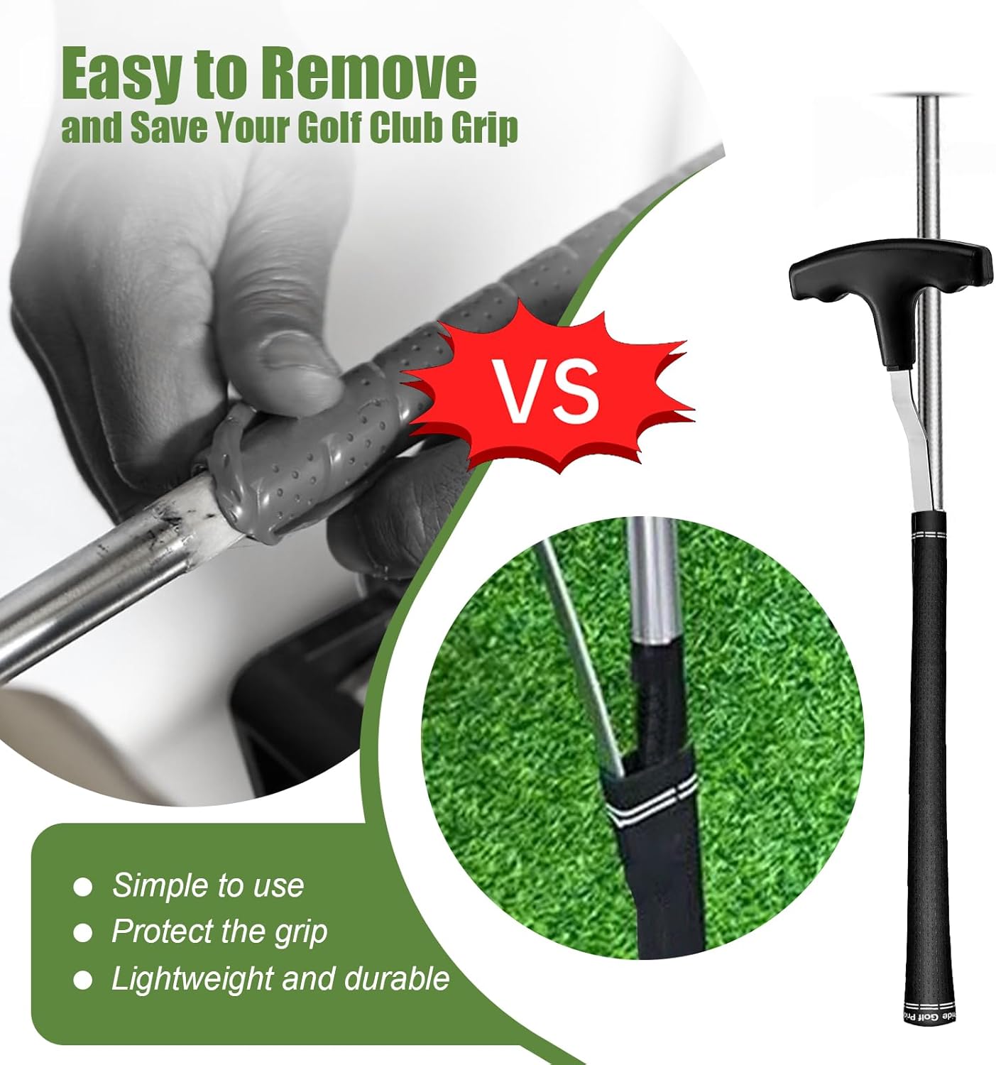 Golf Grip Removal Tool and Golf Grip Tape Removal Tool, V-Groove Grip Remover Saver 12“