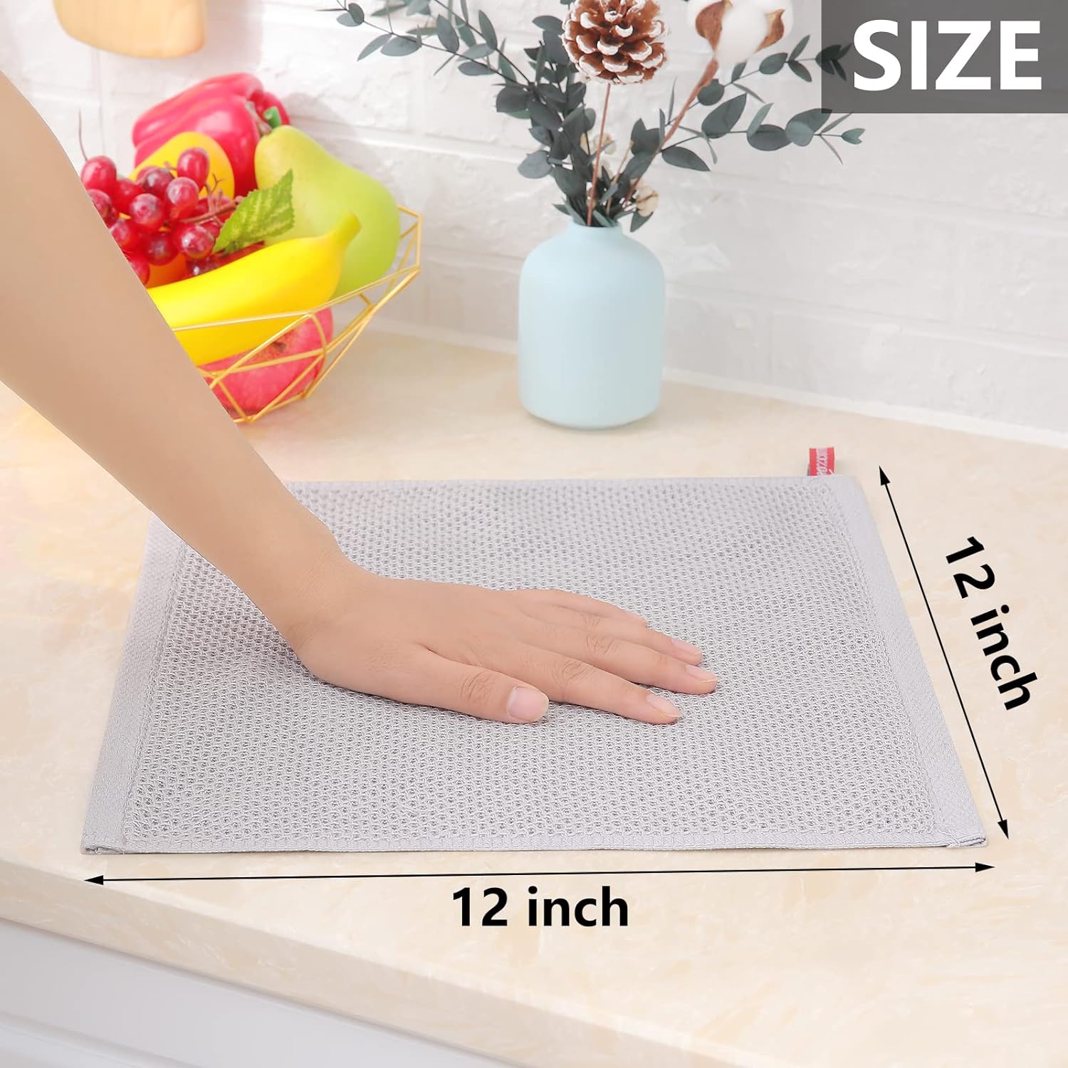 Homaxy 100% Cotton Waffle Weave Kitchen Dish Cloths, Ultra Soft Absorbent Quick Drying Dish Towels
