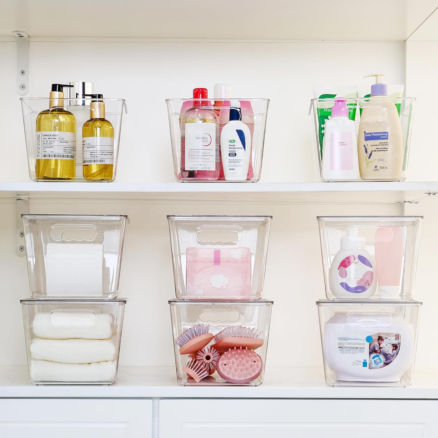 Vtopmart 8 Pack Clear Stackable Storage Bins with Lids, Large Plastic Containers with Handle for