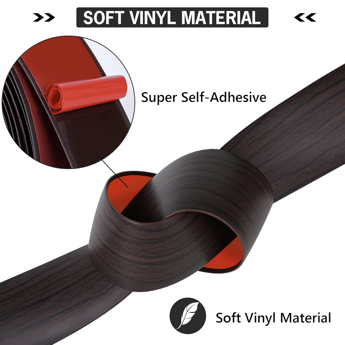 16.4Ft Floor Transition Strip Self Adhesive Vinyl Cover Floor Strip Flat Divider Transition Strip