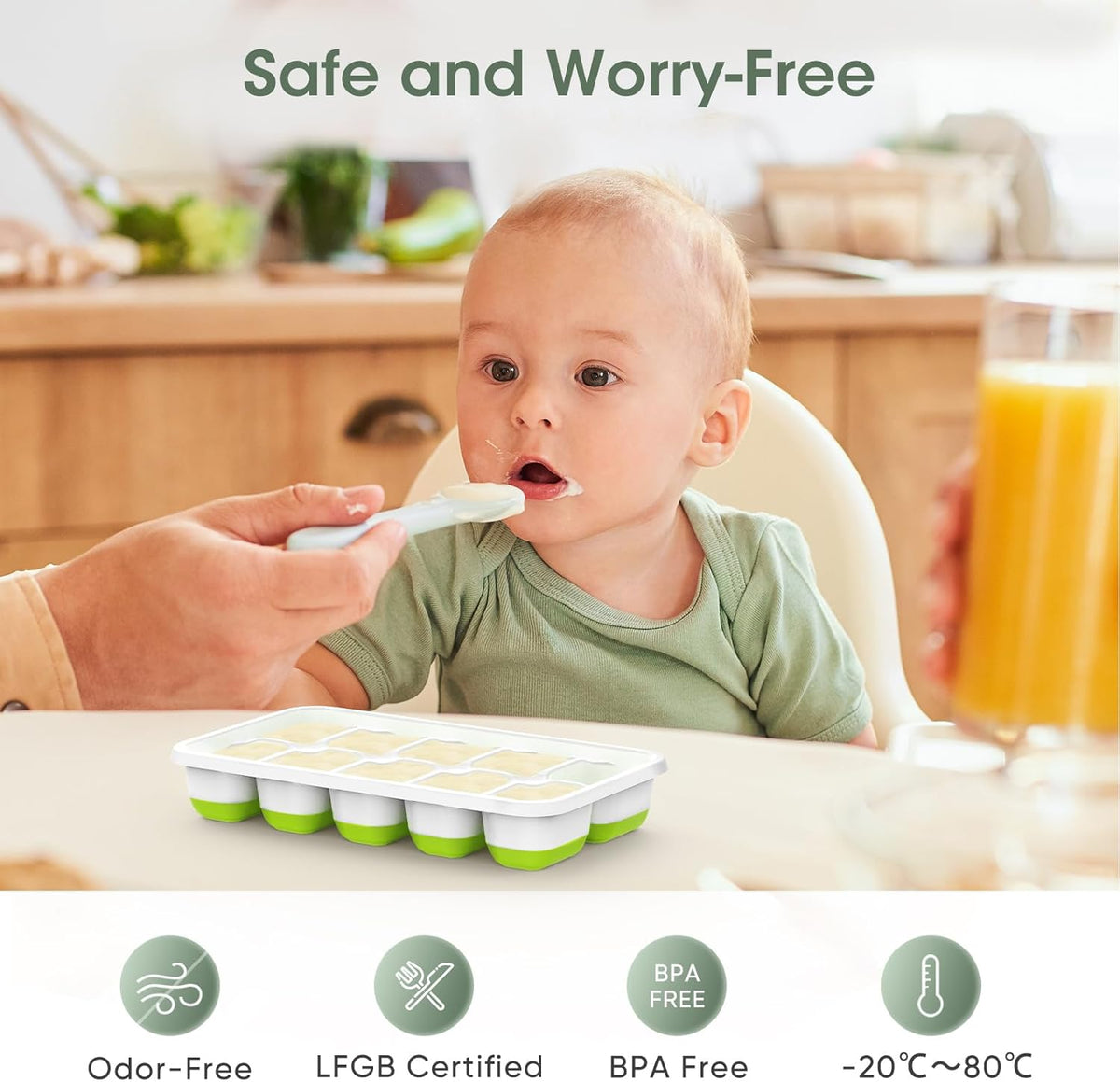 DOQAUS Ice Cube Tray with Lid and Bin, 4 Pack Silicone Plastic Ice Cubes Trays for Freezer with