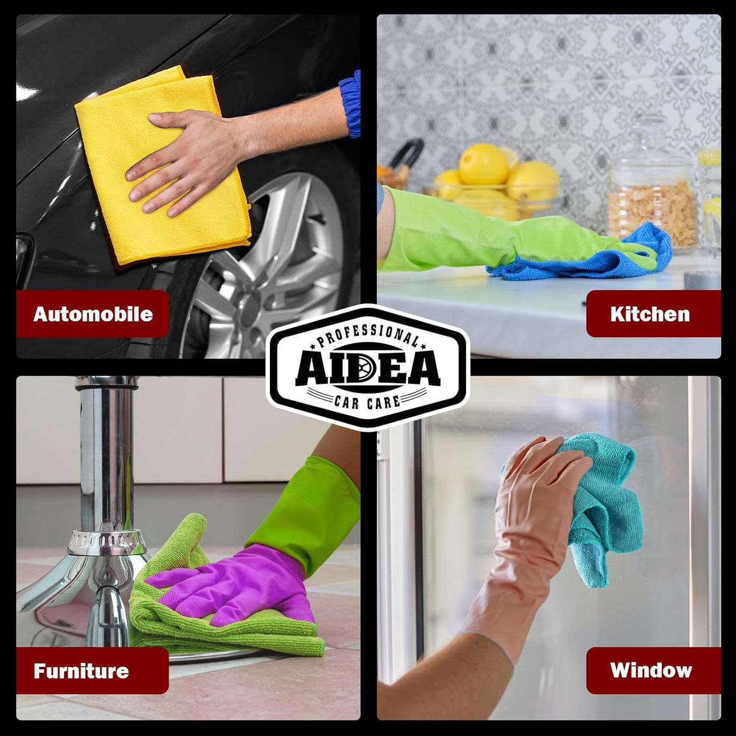 AIDEA Microfiber Cleaning Cloth, 150PK, Microfiber Towels for Cars, Premium All Purpose Car Cloth